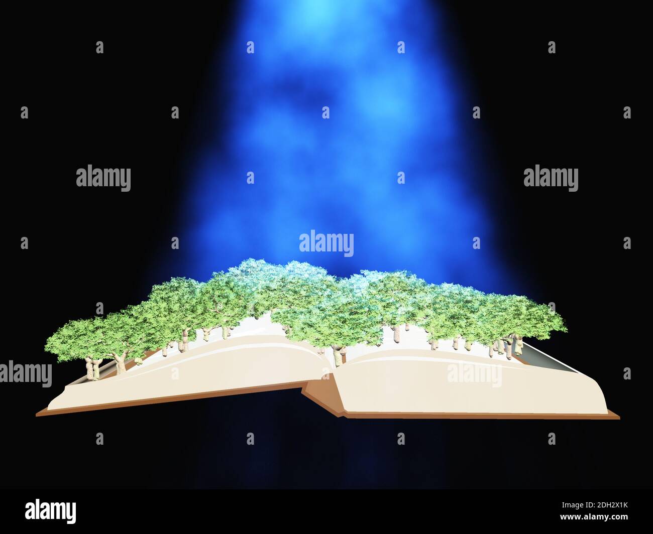 Book with trees. 3D rendering Stock Photo