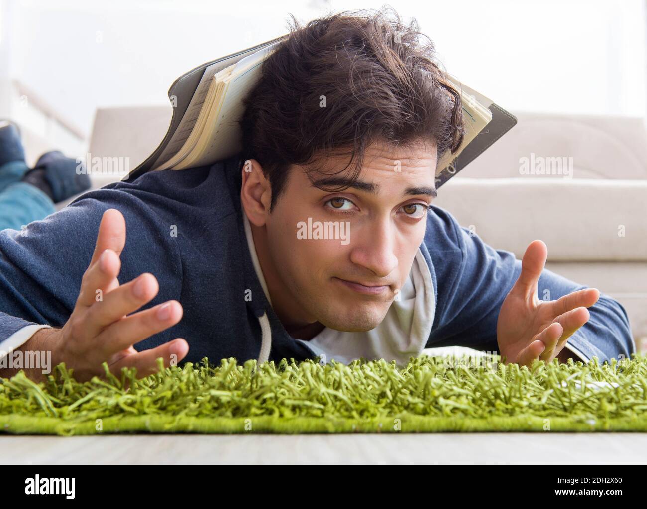 Handsome student working at startup project at home stock photo alamy