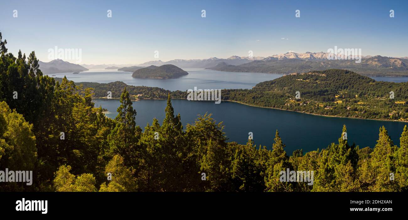panoramic view of the Nahuel Huapi lake in Bariloche Argentina Stock Photo