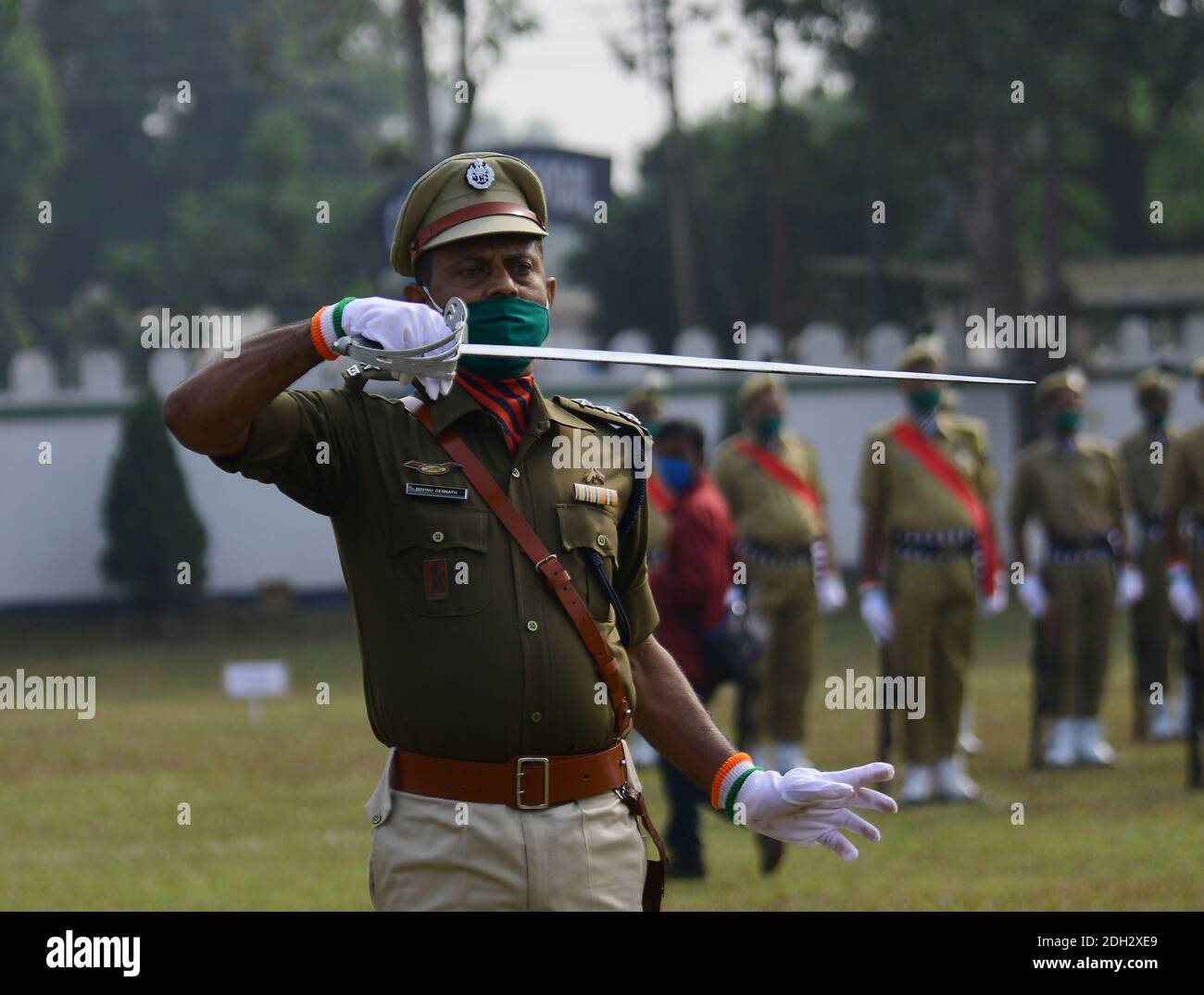 Home Guard Ranks Home Guard personnel are conducting a parade at A.D. Nagar police ...