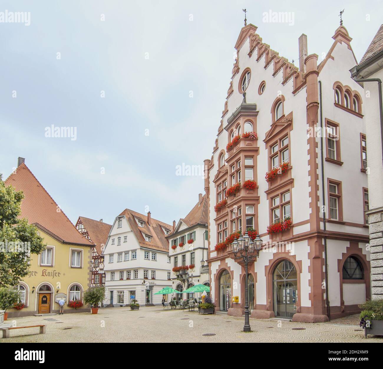 Town Hall and Market Square Pfullendorf, Sigmaringen District Stock Photo