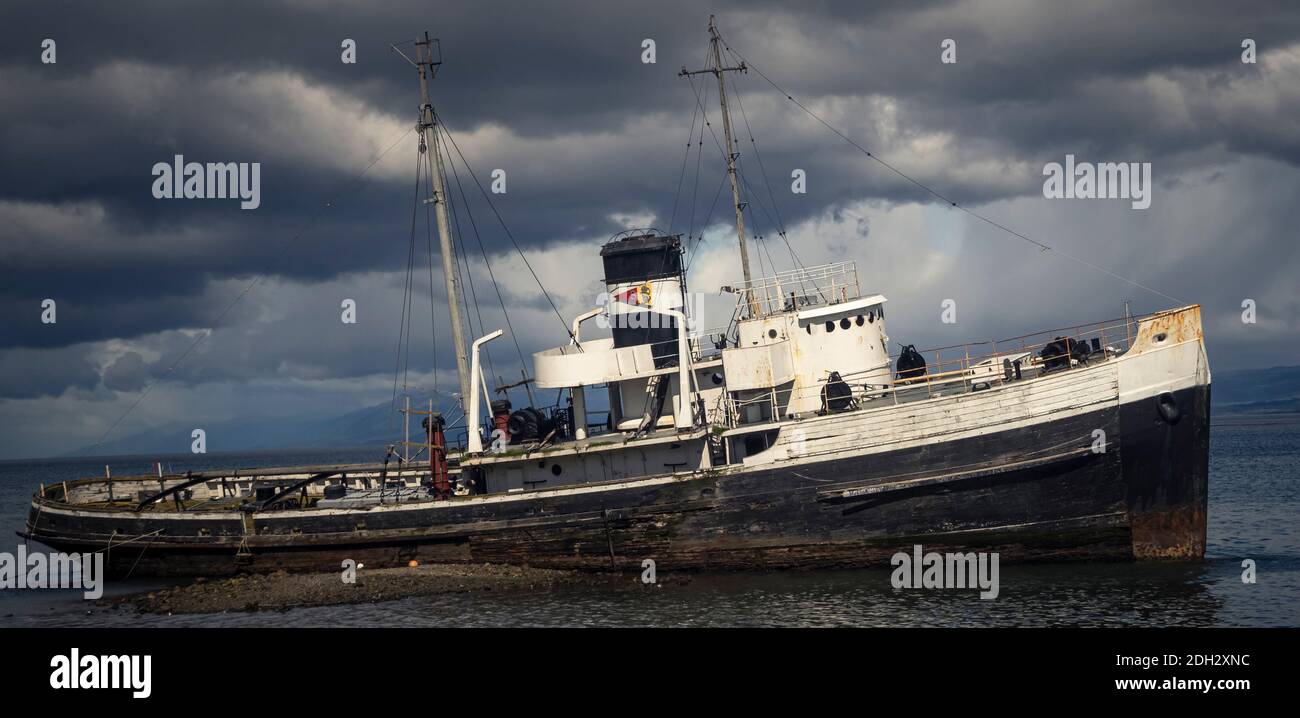 aground ship Saint Christopher Ushuaia Argentina Stock Photo