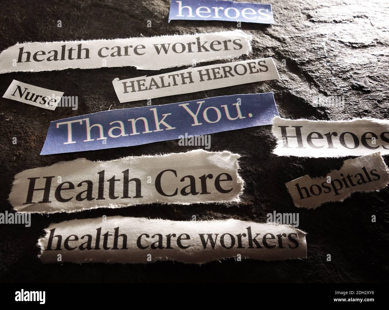 Thank You news headline for hero healthcare workers during Coronavirus Stock Photo