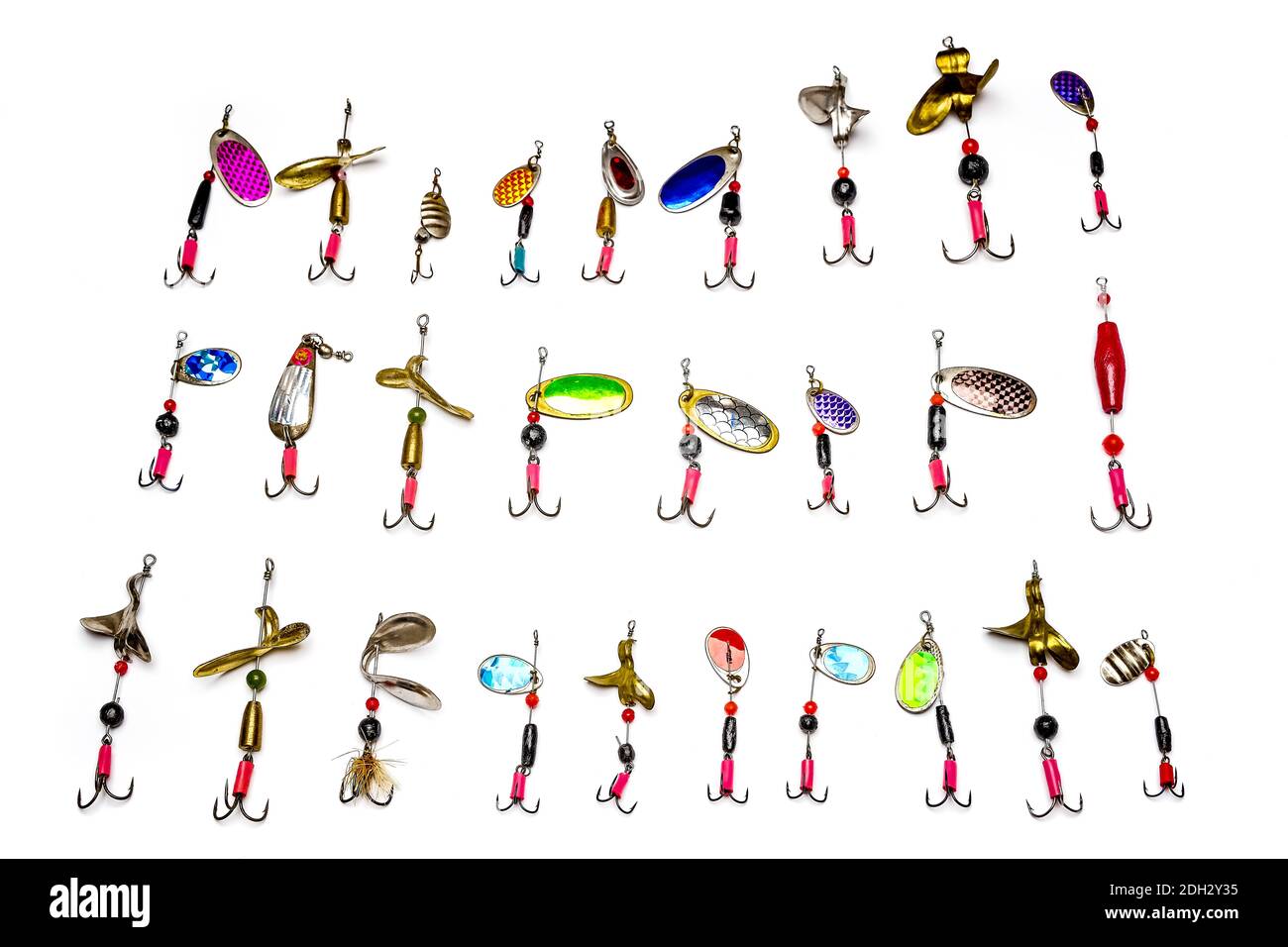 different fishing baits isolated on white background Stock Photo Alamy