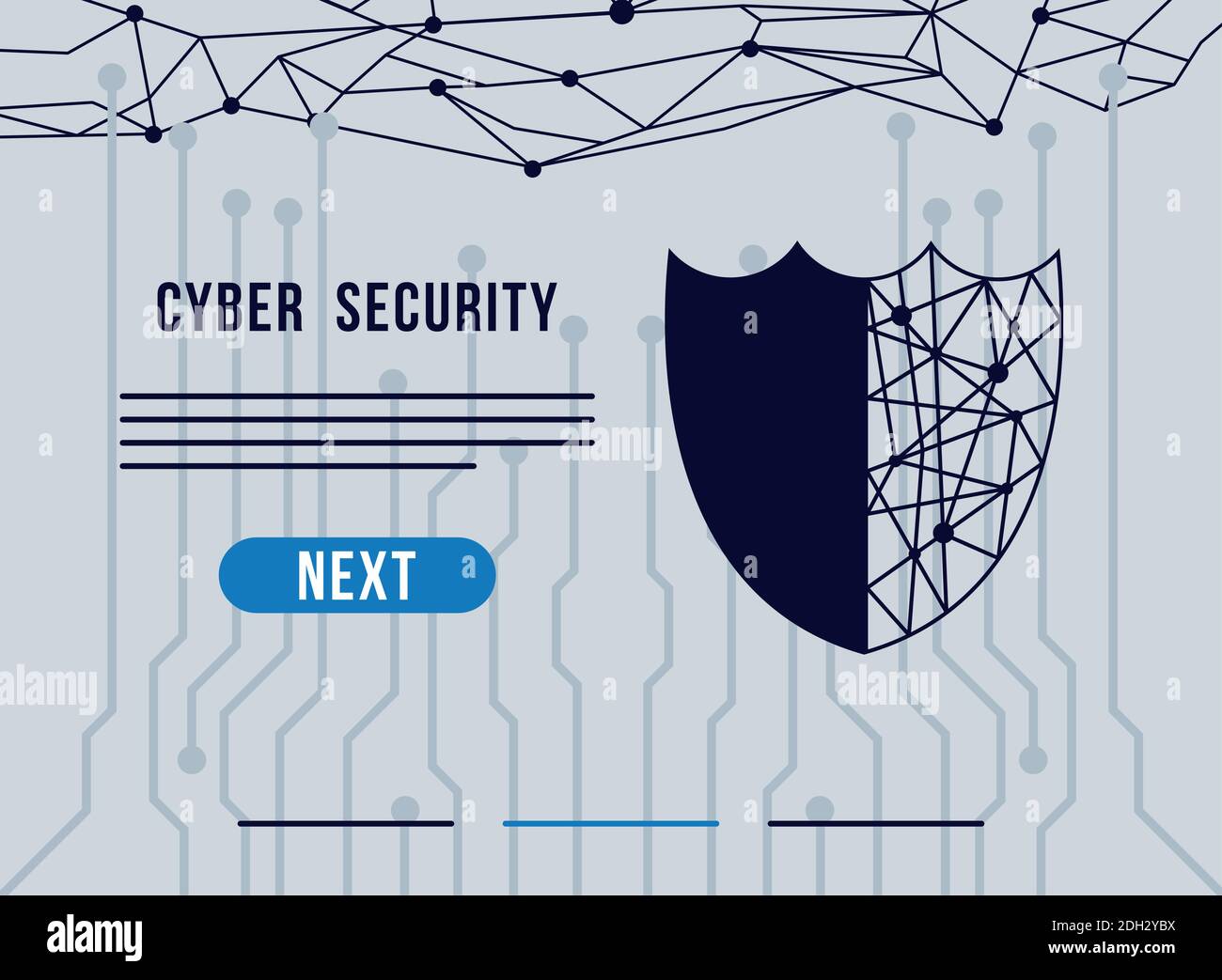 cyber security infographic with circut in shield vector illustration ...