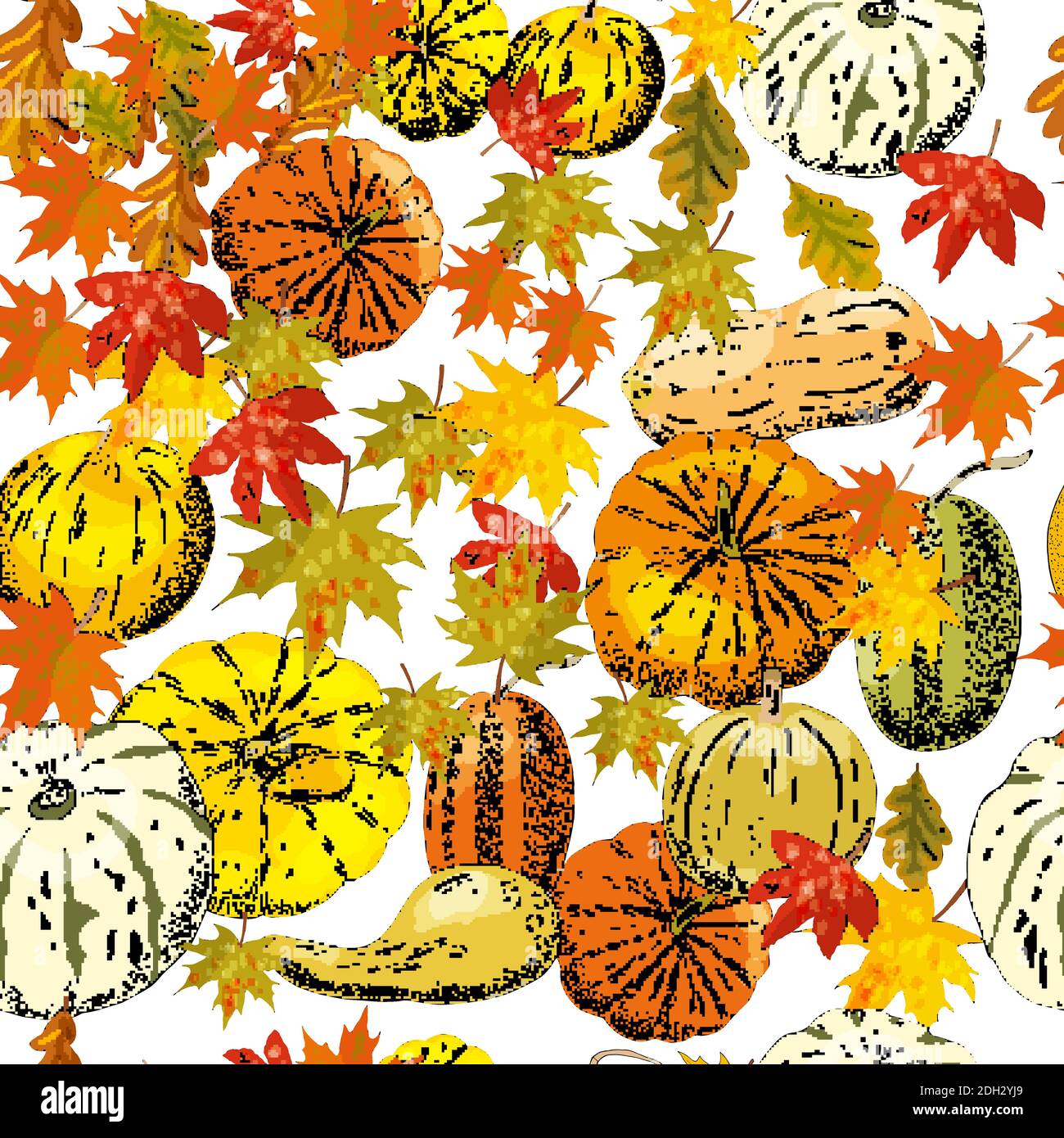 Autumn seamless pattern of autumn elements isolated on white background ...