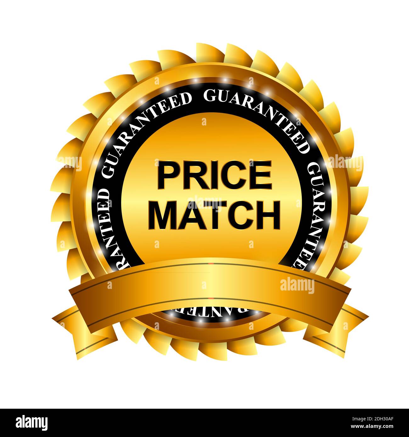 Price Match Guarantee Gold Label Sign Template Illustration Stock Photo