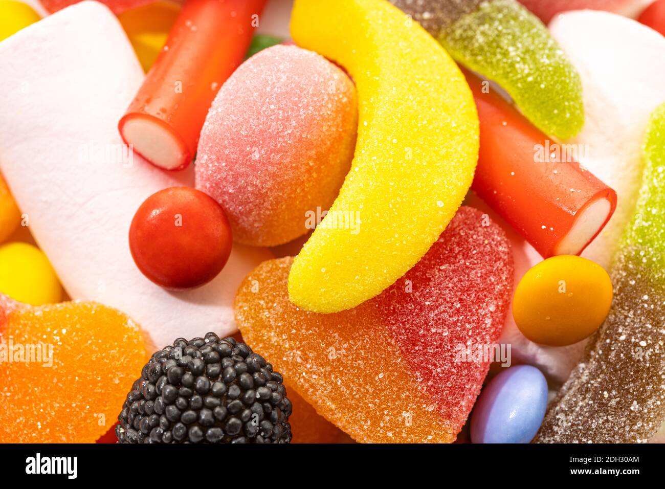 Close up of Assortment candies. Colorful jellies background Stock Photo
