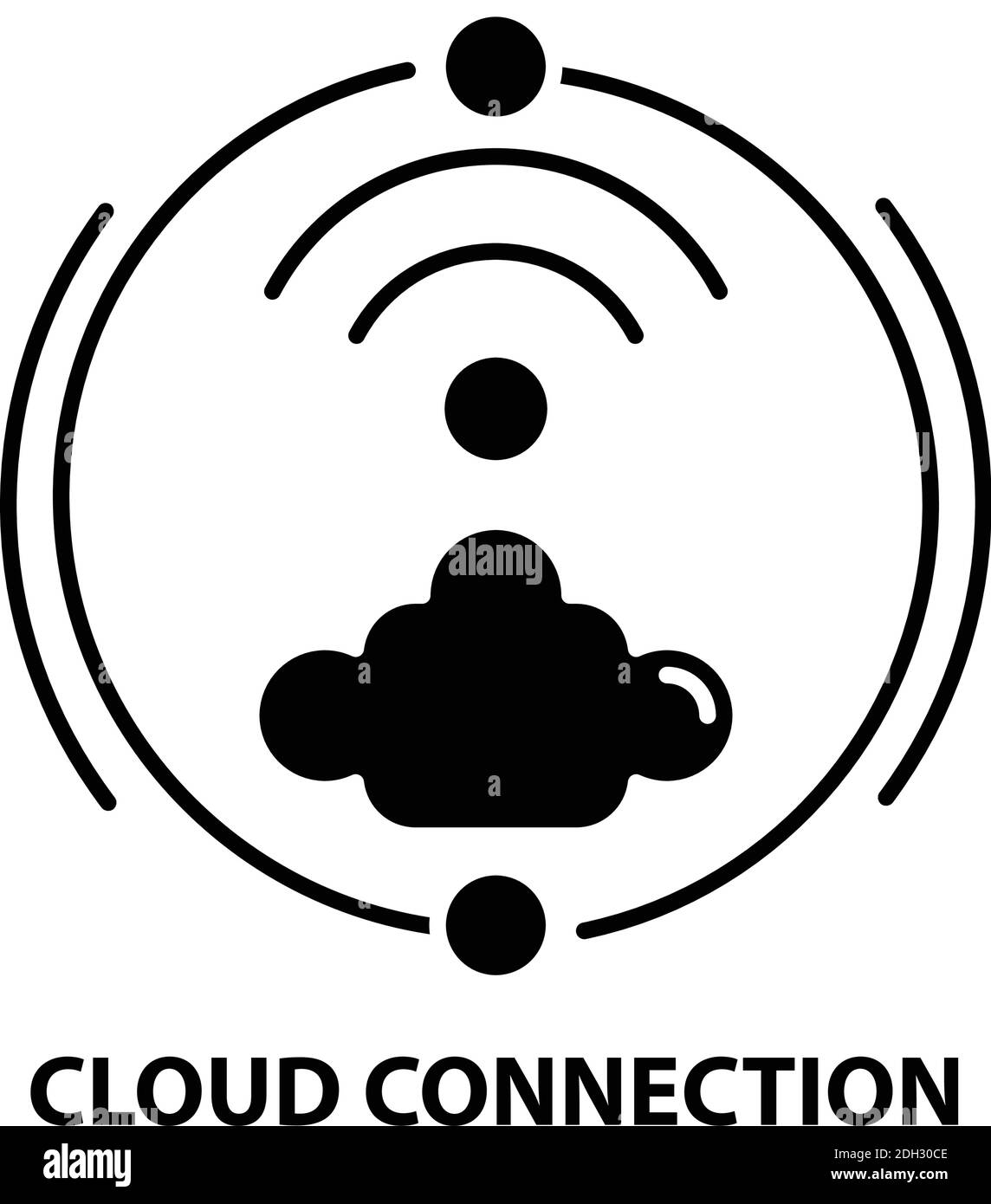 Cloud Connection Icon Black Vector Sign With Editable Strokes Concept