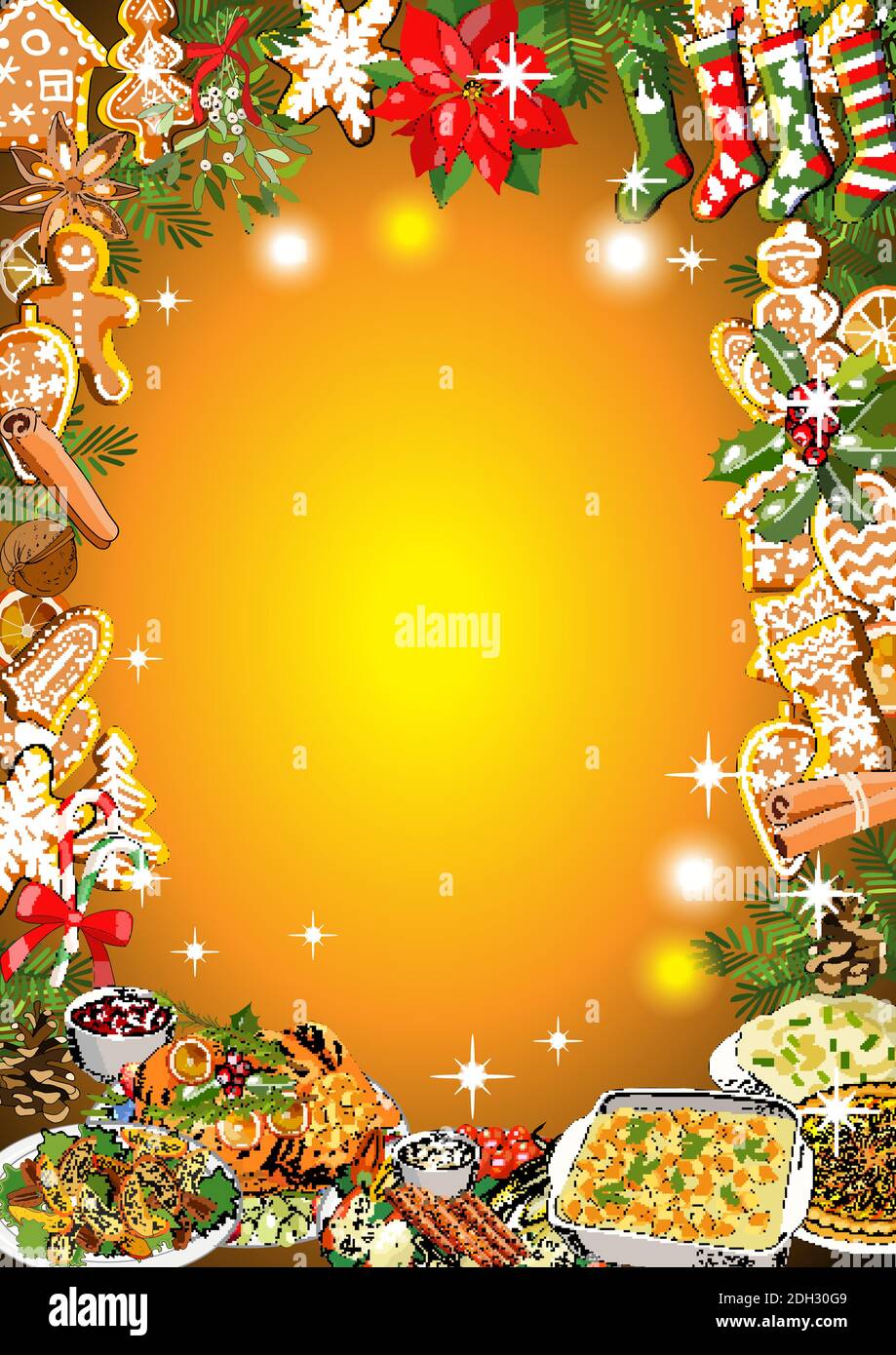 Christmas and New Year invitation or greeting card design of winter holiday  background Stock Vector Image & Art - Alamy