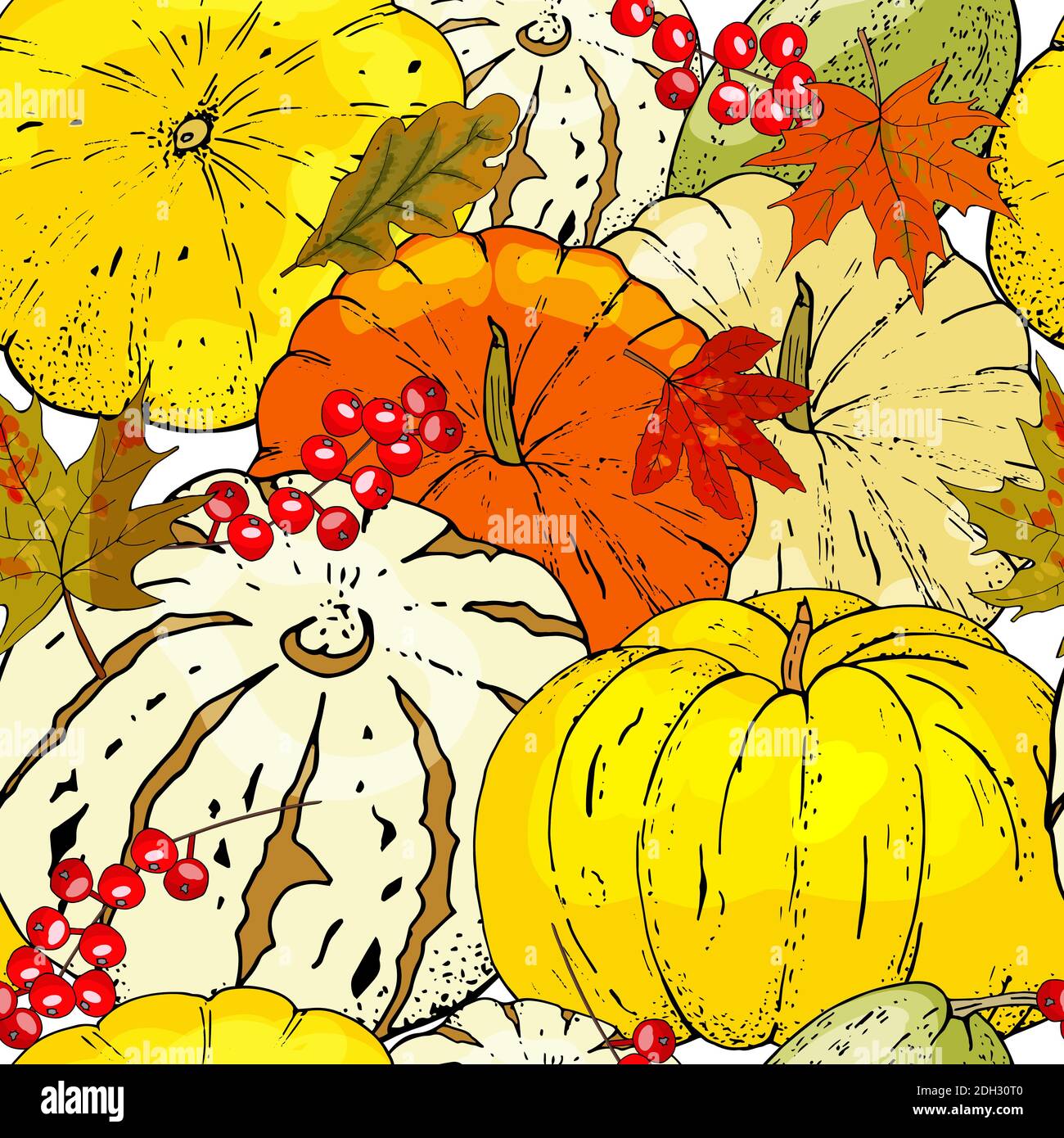 Autumn seamless pattern of autumn elements isolated on white background ...