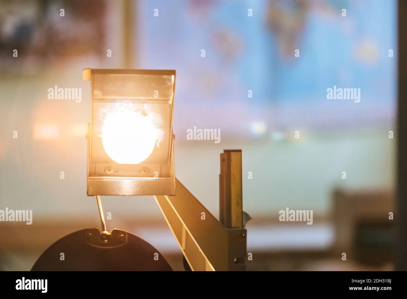 Schooling concept Retro overhead projector in classroom, educational