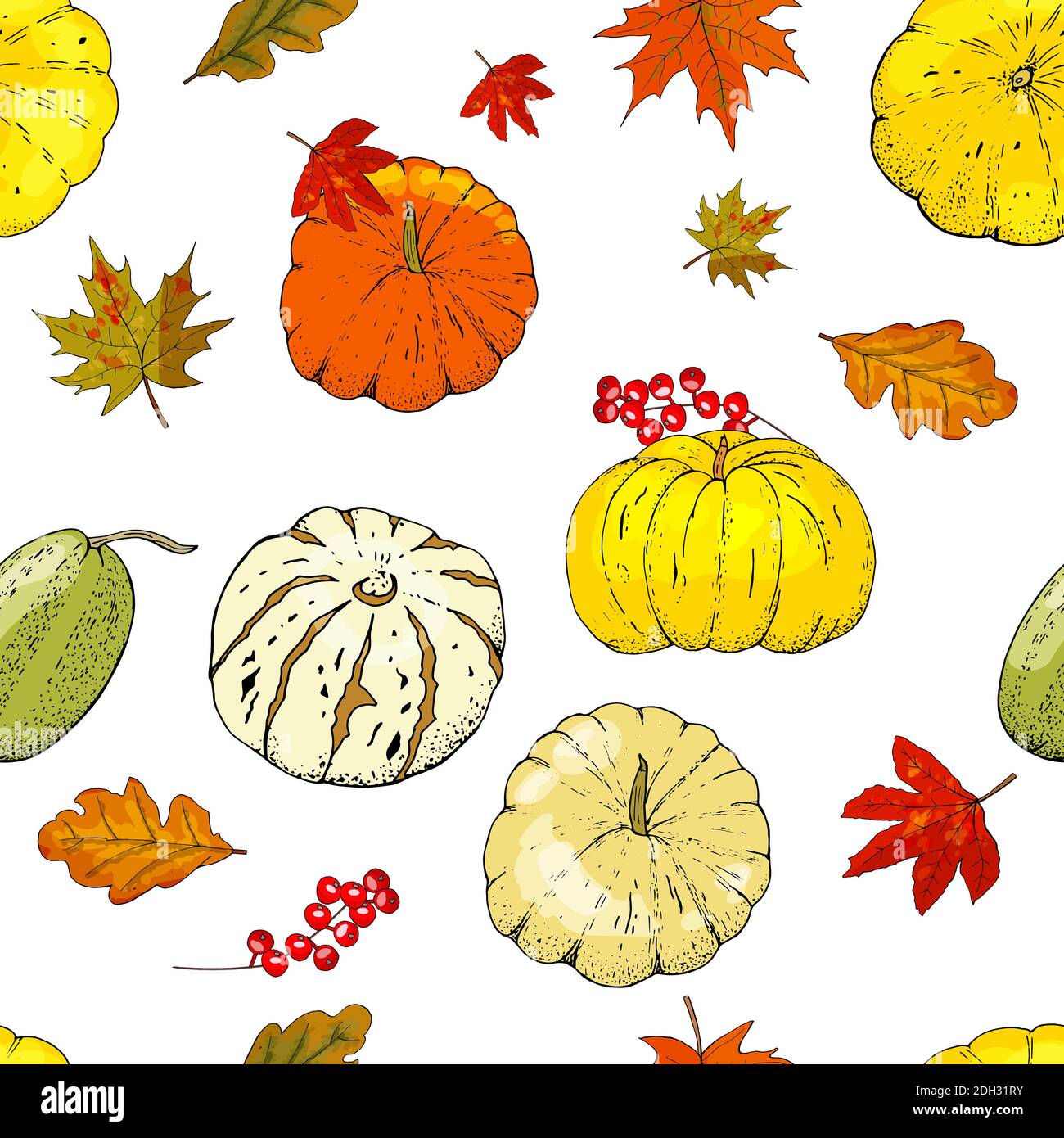 Autumn seamless pattern of autumn elements isolated on white background ...