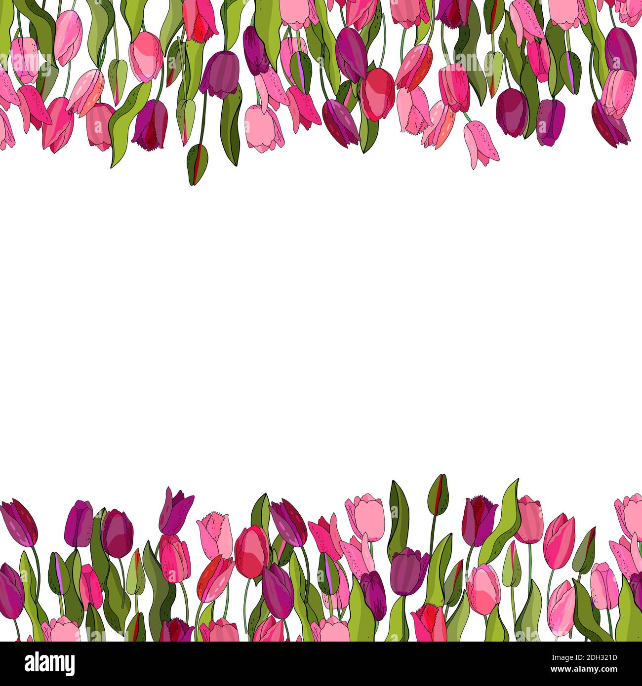 Flower template with tulips for design of invitations, cards, gift ...