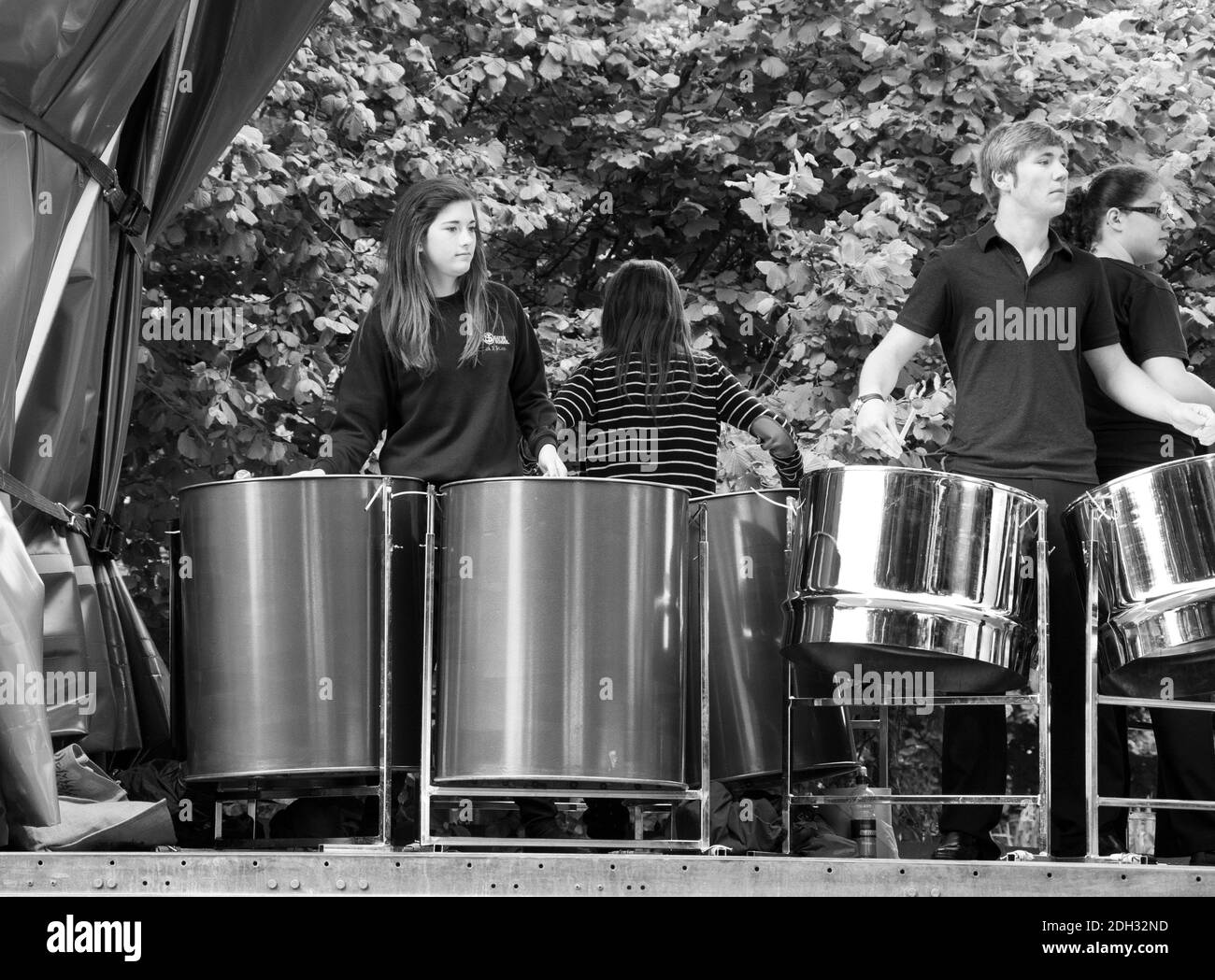 School steel drum players at a carnival Stock Photo Alamy