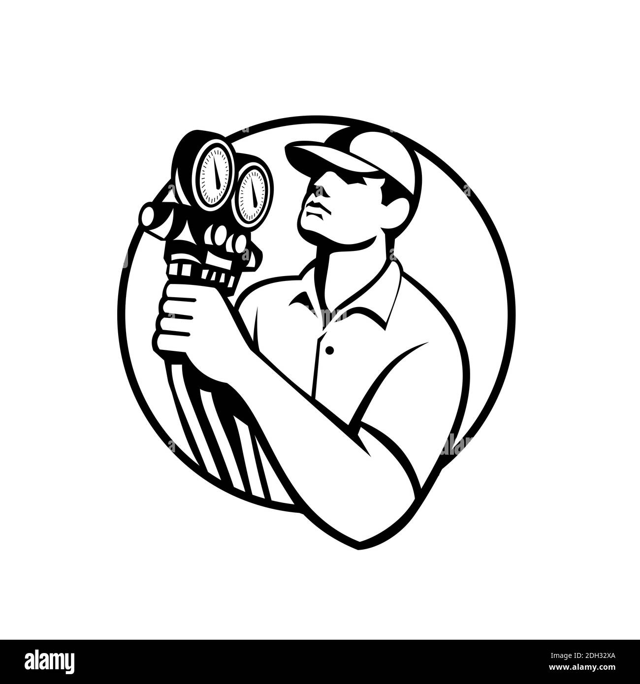 Heating Air Conditioning and Refrigeration Mechanic Holding Pressure