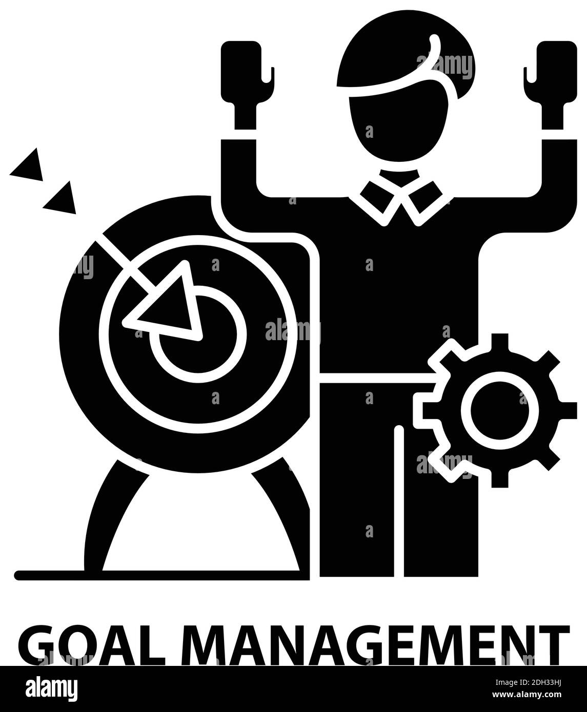 goal management icon, black vector sign with editable strokes, concept illustration Stock Vector