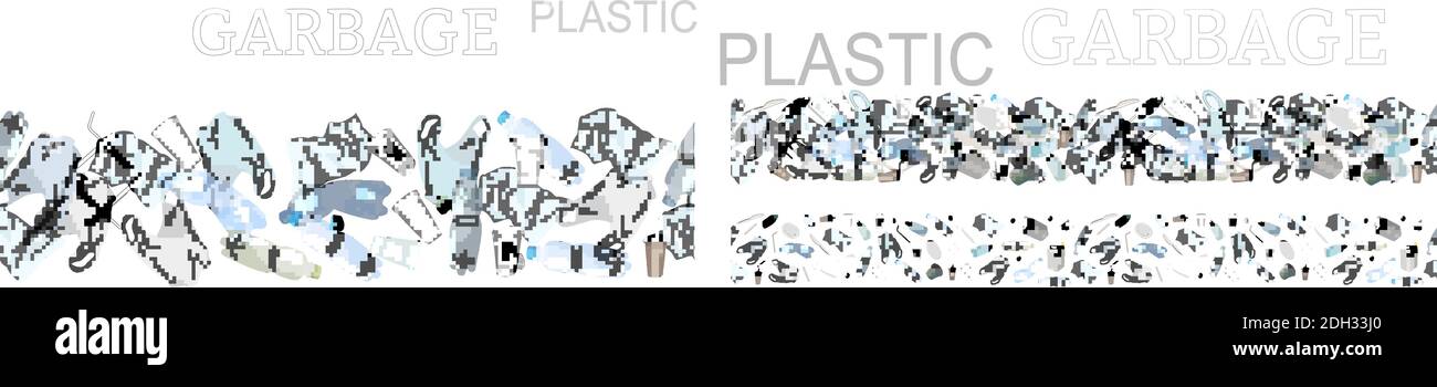 Vector hand drawn set of seamless patterns and objects with sorted ...