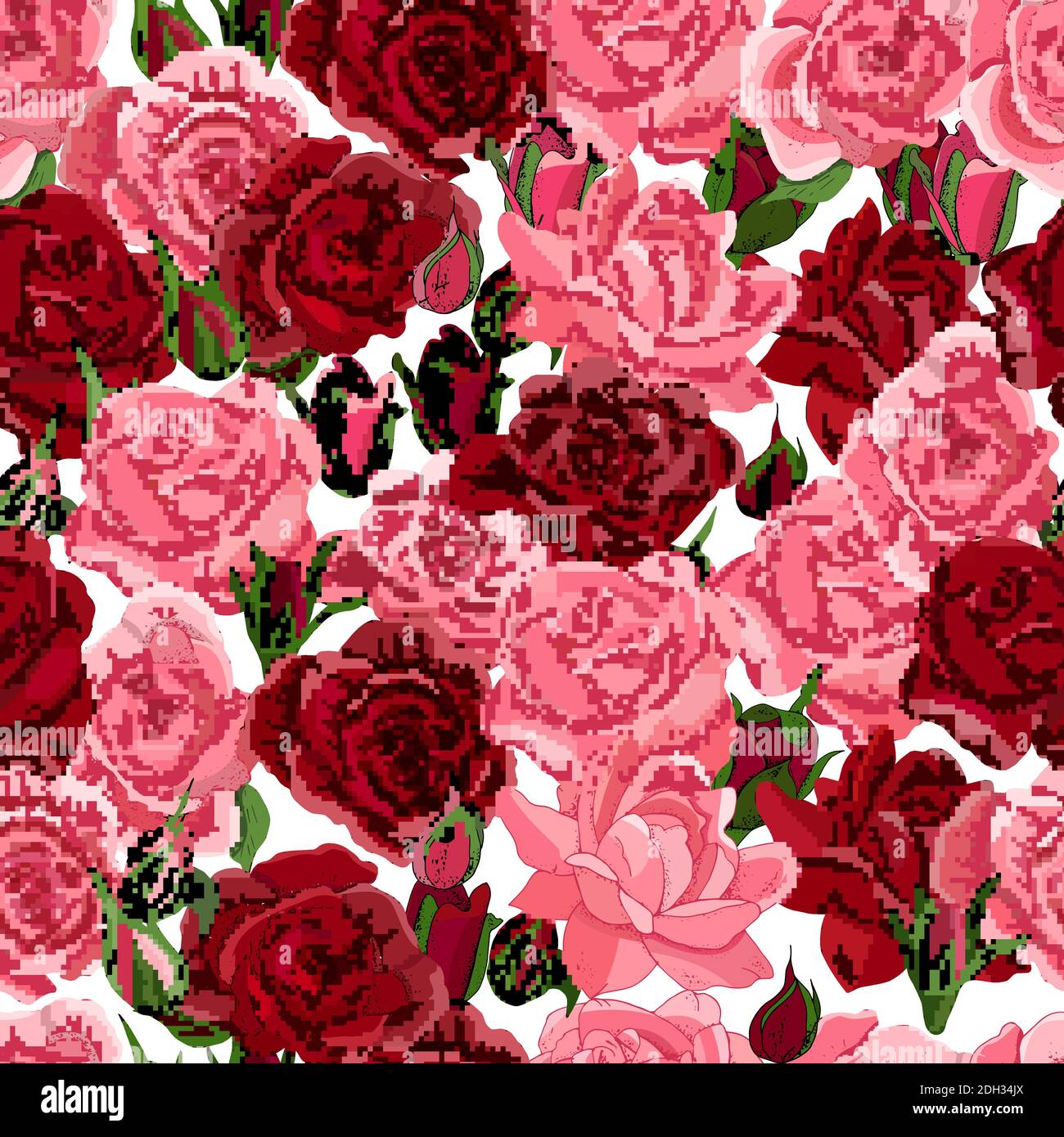 Flowers seamless pattern. Vector hand drawn illustration of roses. For textiles, wallpaper, fabric, gift boxes, greeting card and invitations Stock Vector