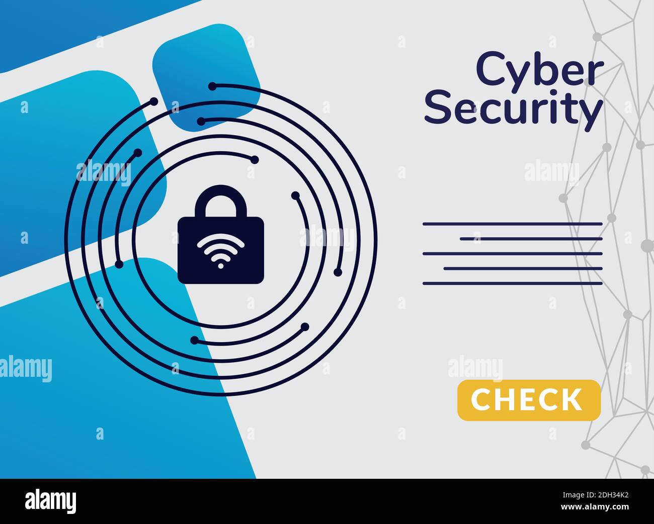 cyber security infographic with wifi waves in padlock and circuit ...