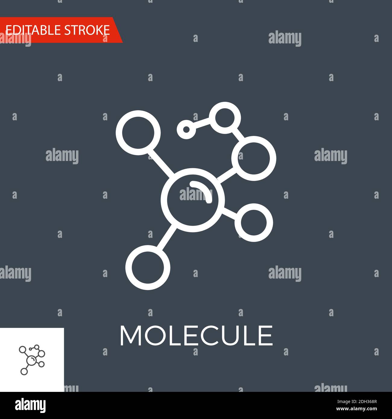 Molecule related vector thin line icon. Stock Vector