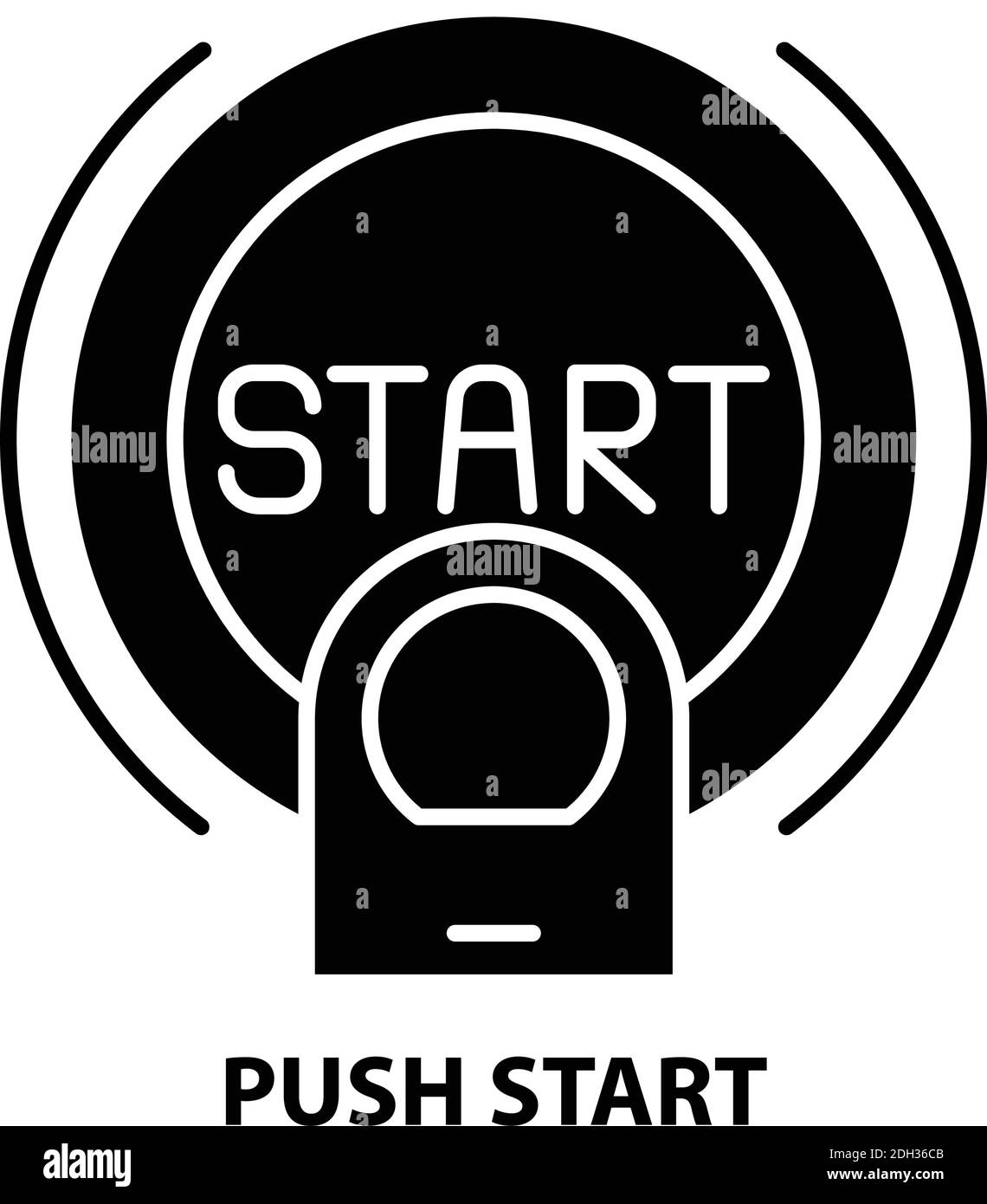 push start icon, black vector sign with editable strokes, concept illustration Stock Vector