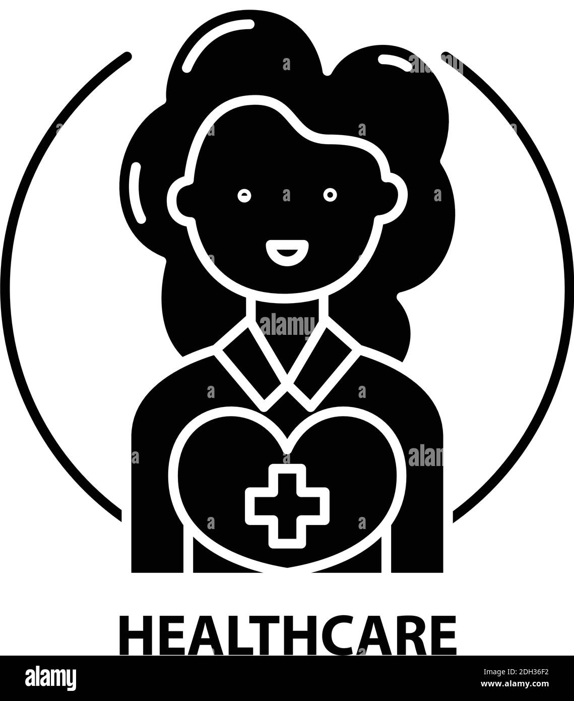 healthcare icon, black vector sign with editable strokes, concept ...