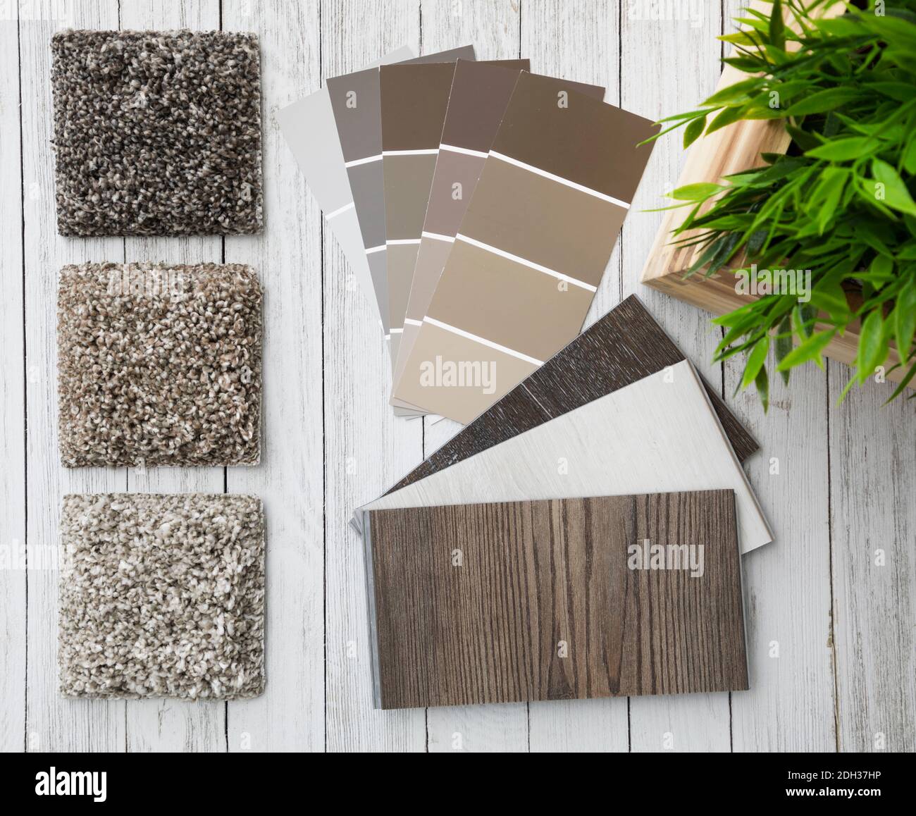 Samples for interior decorating laying on white wood Stock Photo