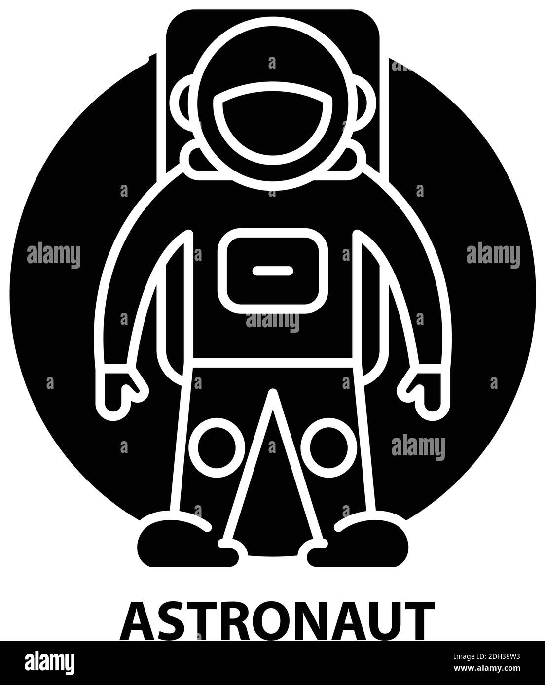 astronaut icon, black vector sign with editable strokes, concept illustration Stock Vector