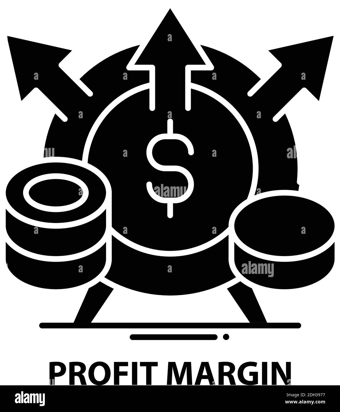 profit margin icon, black vector sign with editable strokes, concept illustration Stock Vector