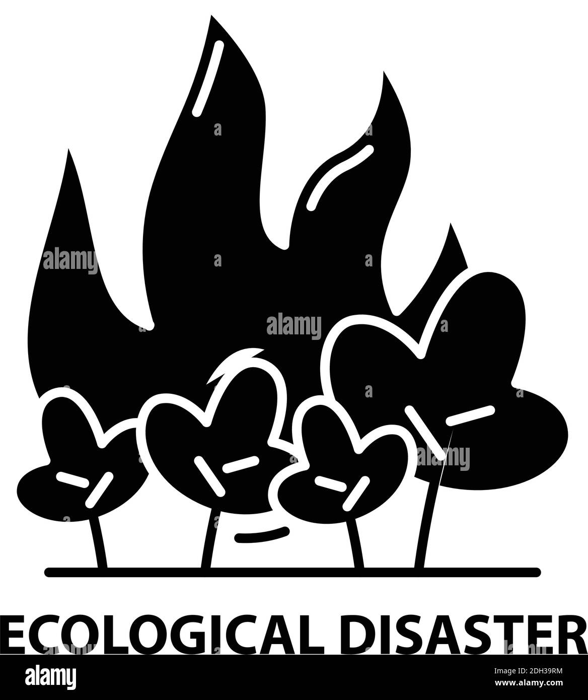 ecological disaster icon, black vector sign with editable strokes, concept illustration Stock Vector