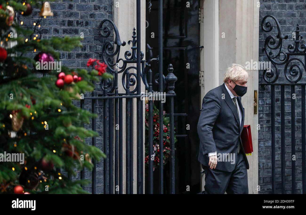 London, Britain. 9th Dec, 2020. British Prime Minister Boris Johnson leaves 10 Downing Street in London, Britain, on Dec. 9, 2020. Johnson said Wednesday that 'a good deal is there to be done' with the European Union (EU) on the post-Brexit trade relations, but he could not accept the terms the regional bloc is currently insisting. Credit: Han Yan/Xinhua/Alamy Live News Stock Photo