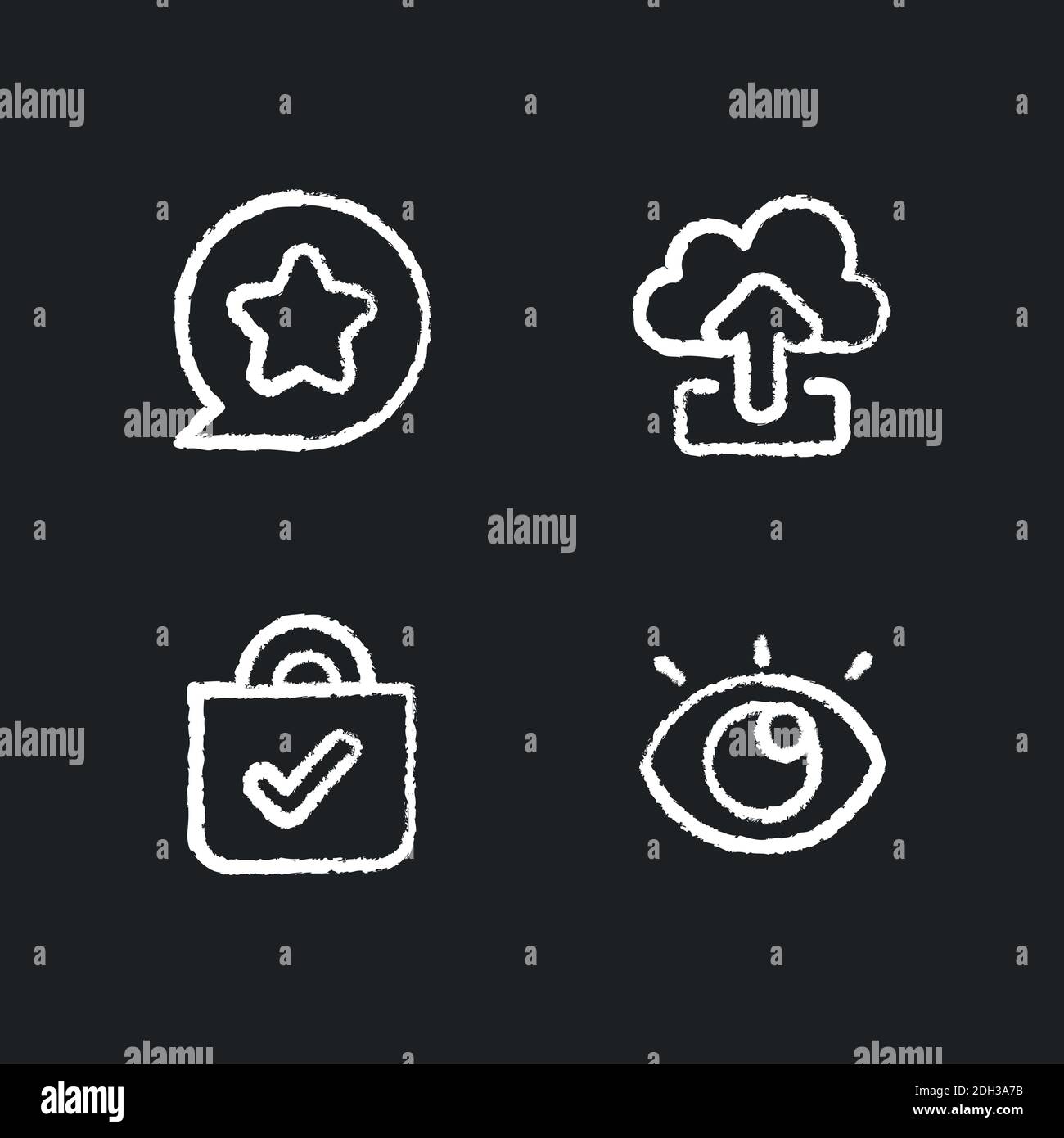 Interface for better usability chalk white icons set on black background Stock Vector