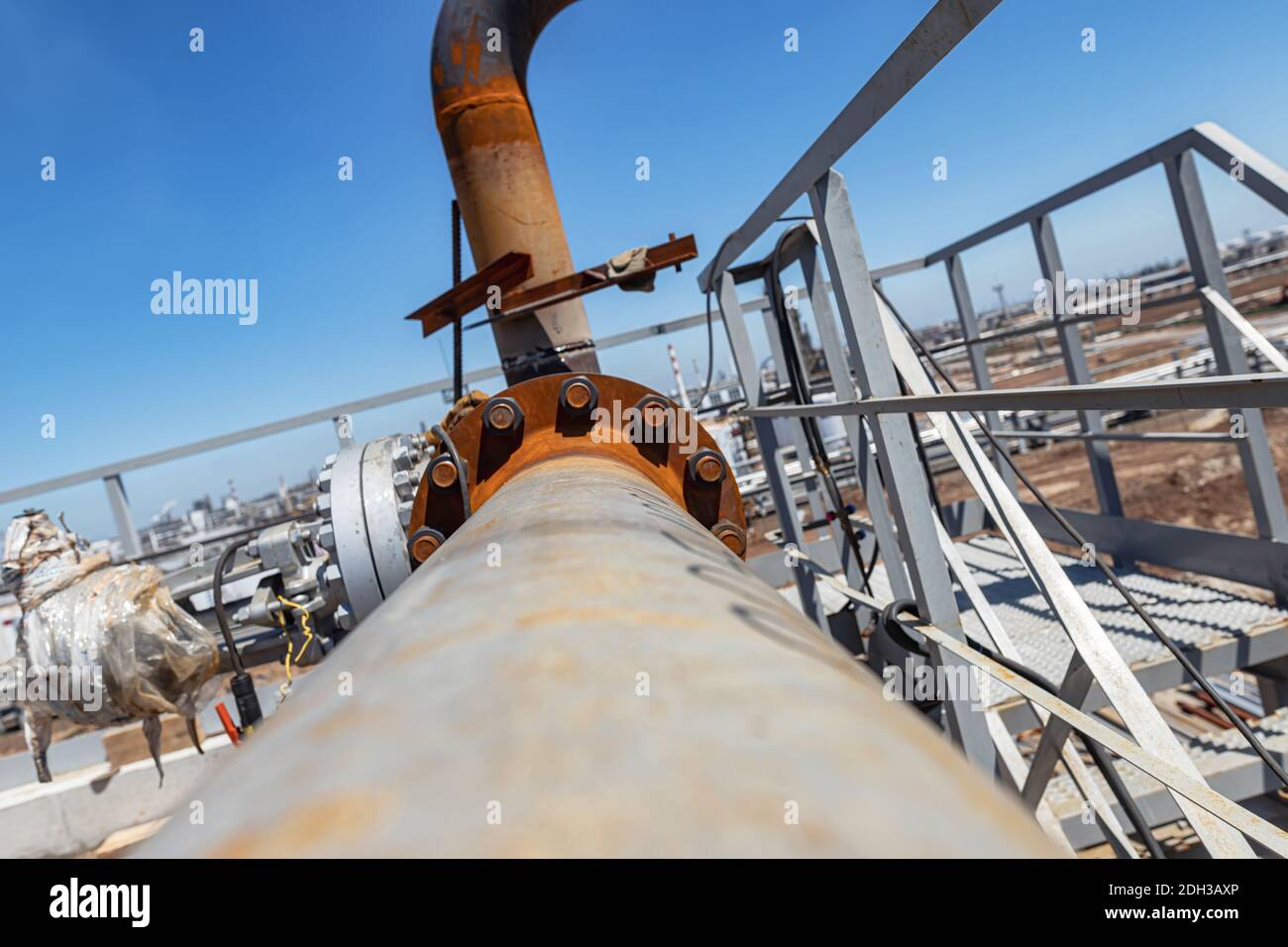 New installed process pipelines with installed shut off valves Stock ...