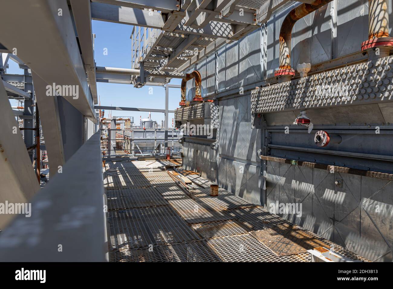Site for servicing heat exchangers at an oil refining Stock Photo