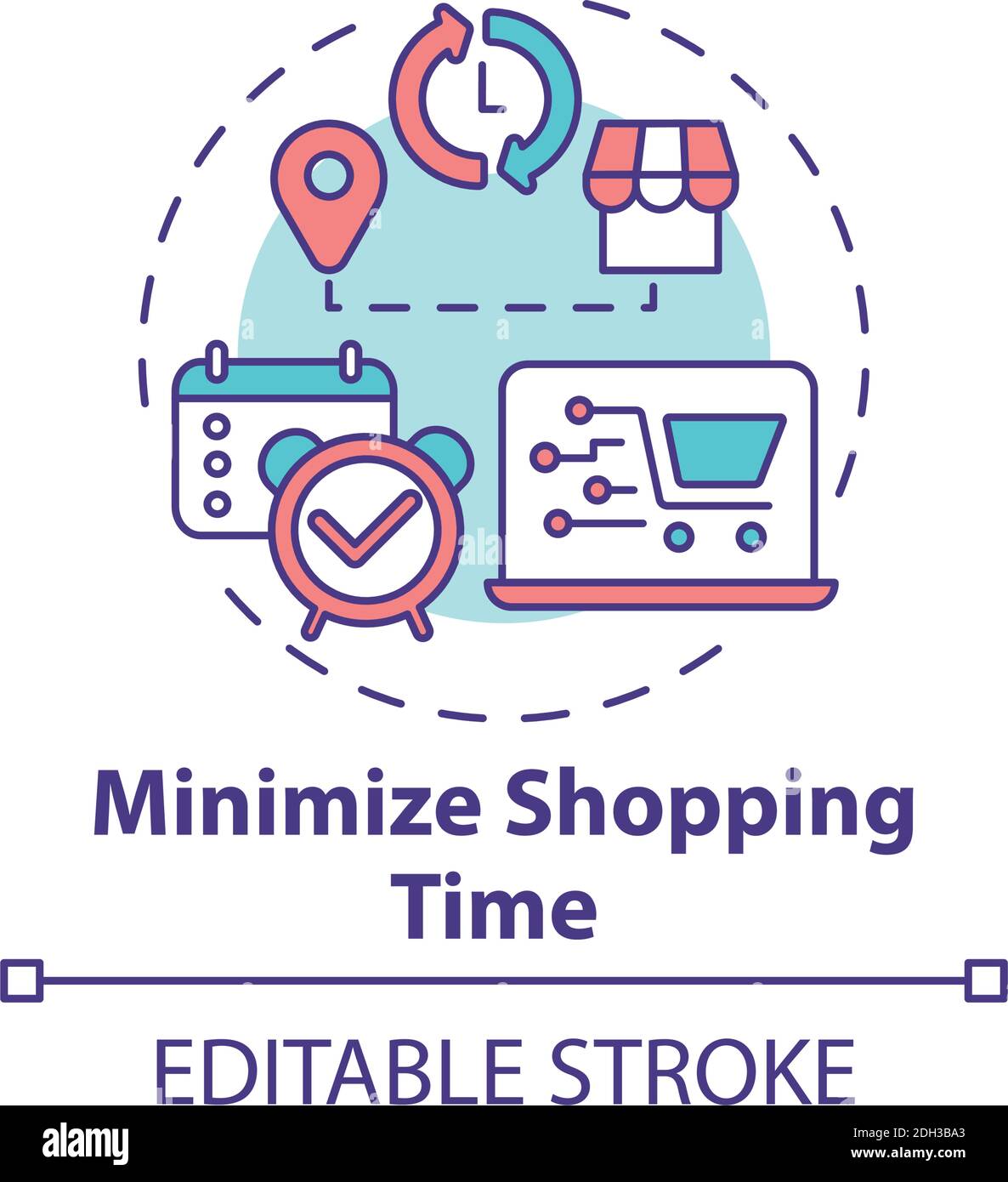 Minimizing shopping time concept icon Stock Vector