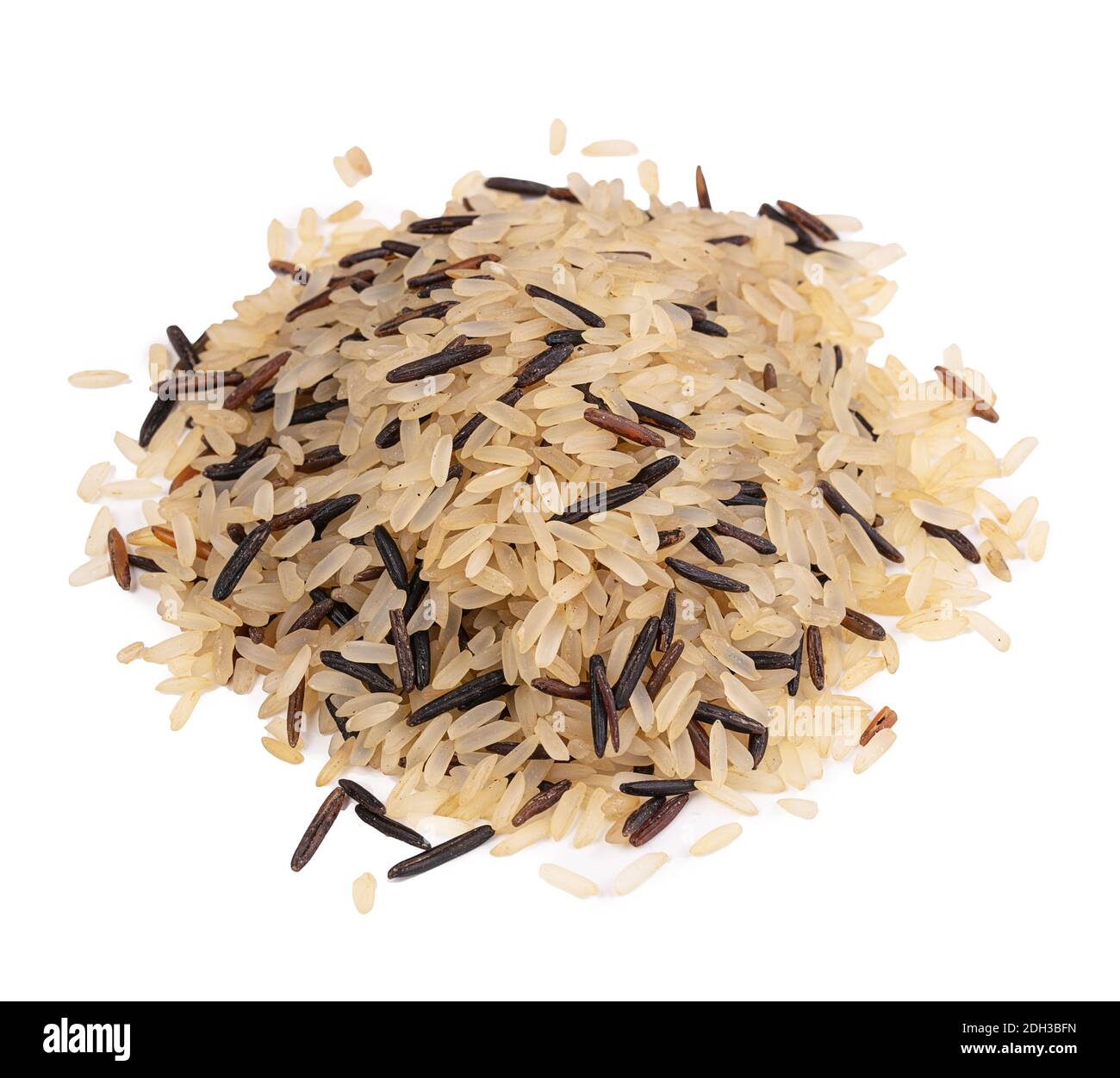 Black and white rice heap on a white background Stock Photo Alamy