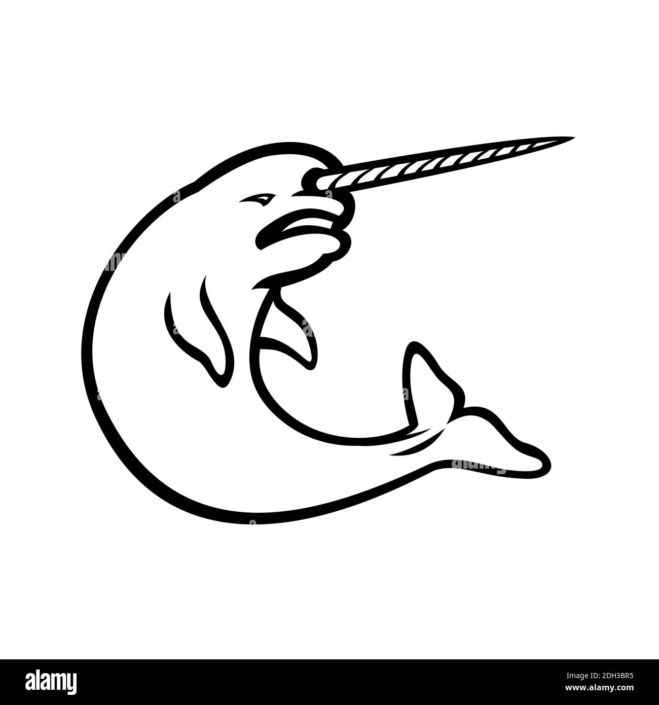 narwhal line drawing