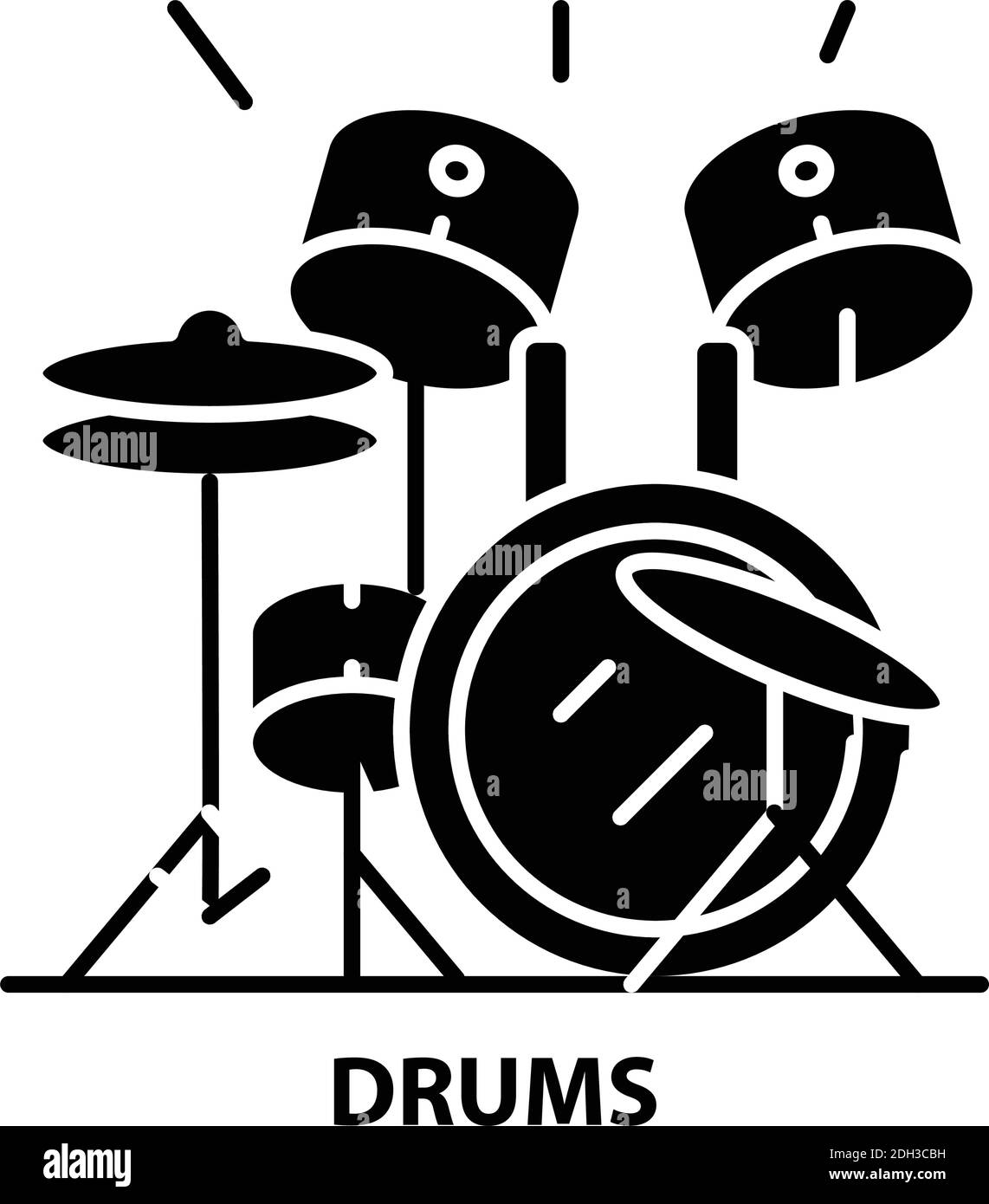 drums icon, black vector sign with editable strokes, concept