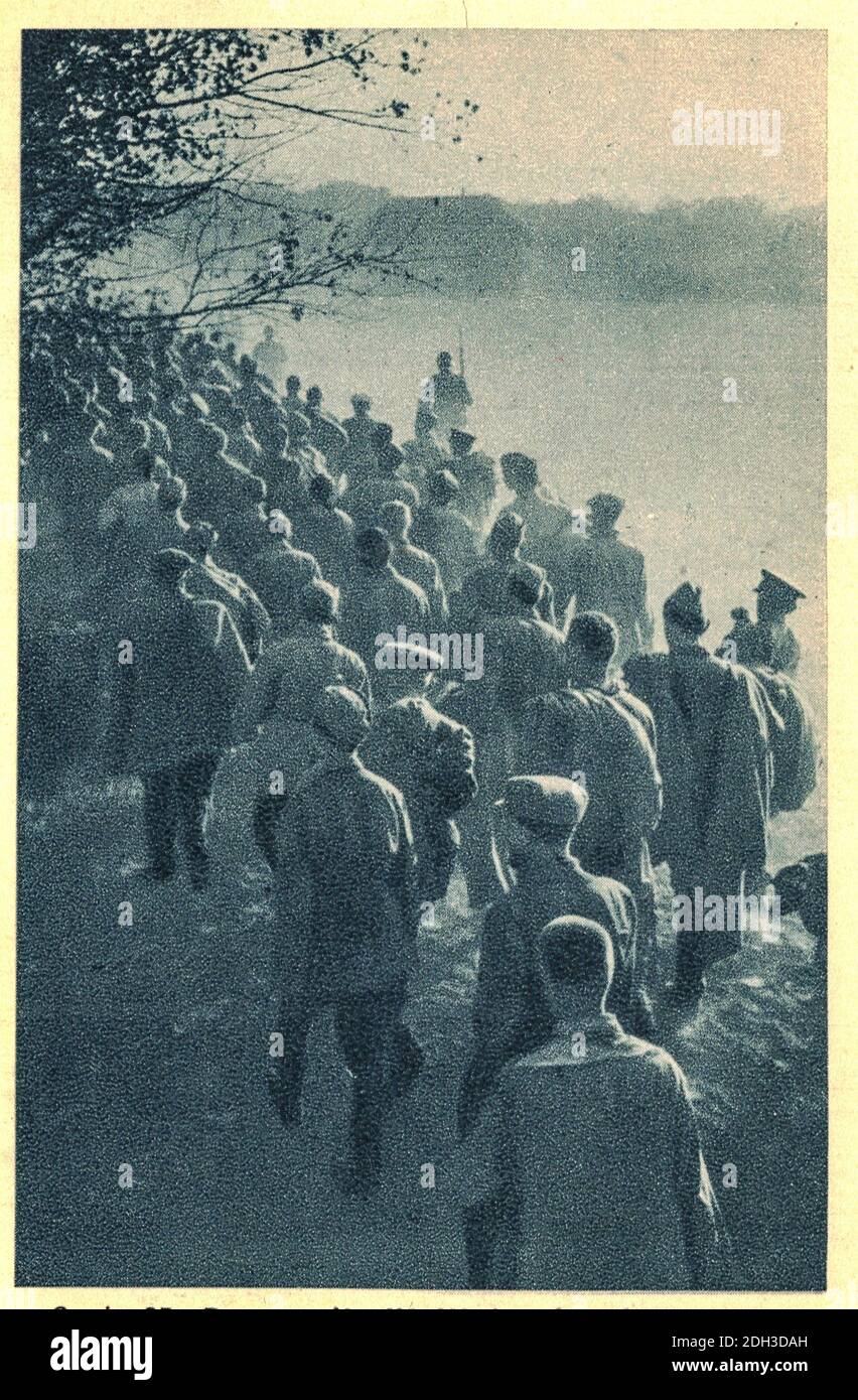 SMOLENSK, SOVIET UNION - 1941: Russian soldiers are taken captive by German troops. Soldiers marched from the battle of Smolensk. Stock Photo