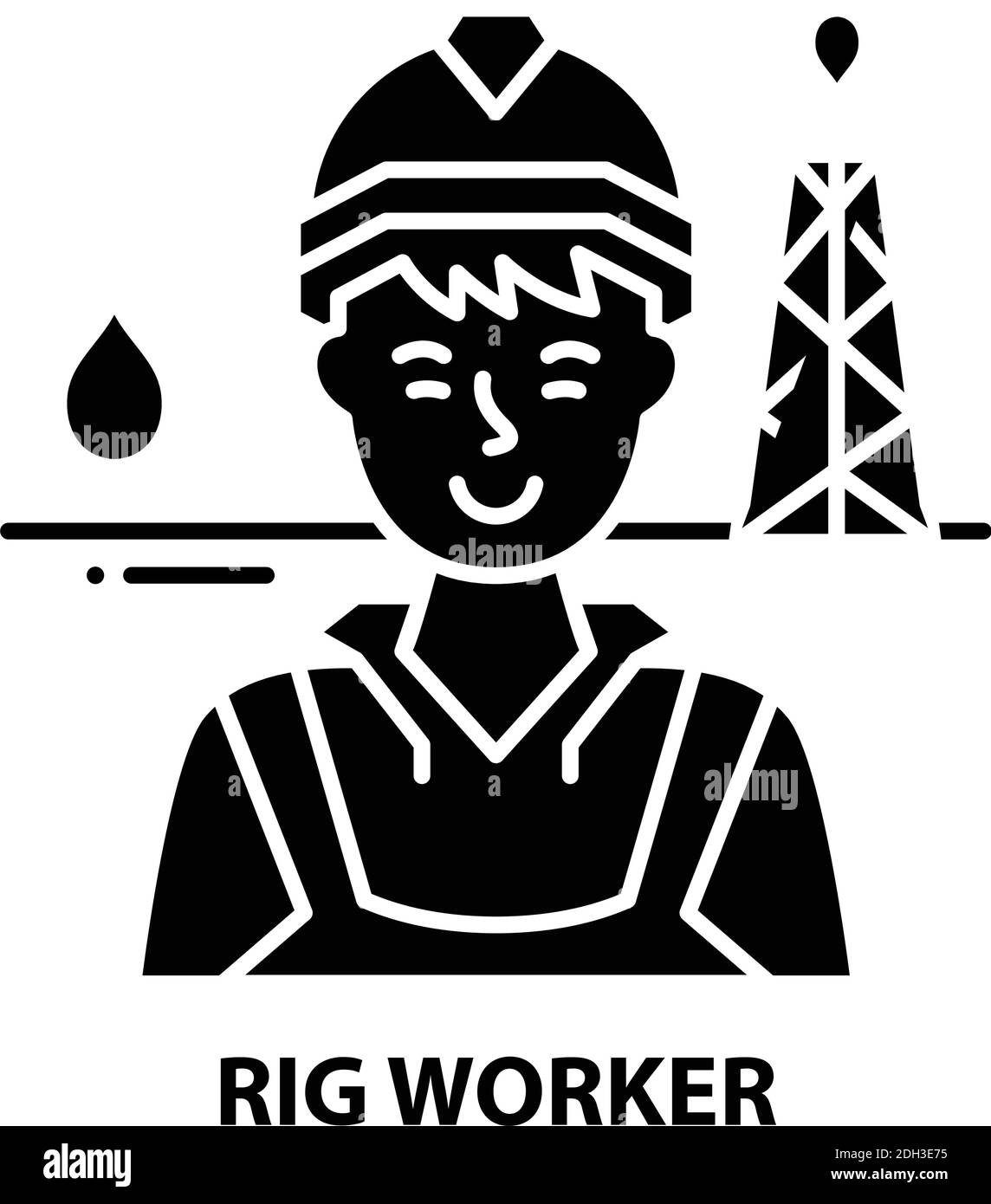 rig worker icon, black vector sign with editable strokes, concept illustration Stock Vector