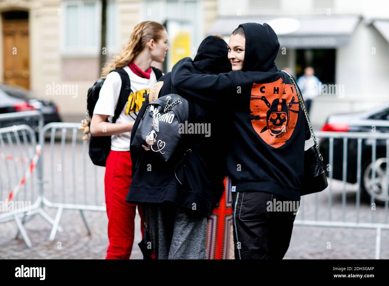 Street style, models Selena Forrest and Vittoria Ceretti after Proenza  Schouler Fall-Winter 2017-2018 Haute Couture show held at Lycee Jacques  Decour, in Paris, France, on July 2, 2017. Photo by Marie-Paola  Bertrand-Hillion/ABACAPRESS.COM