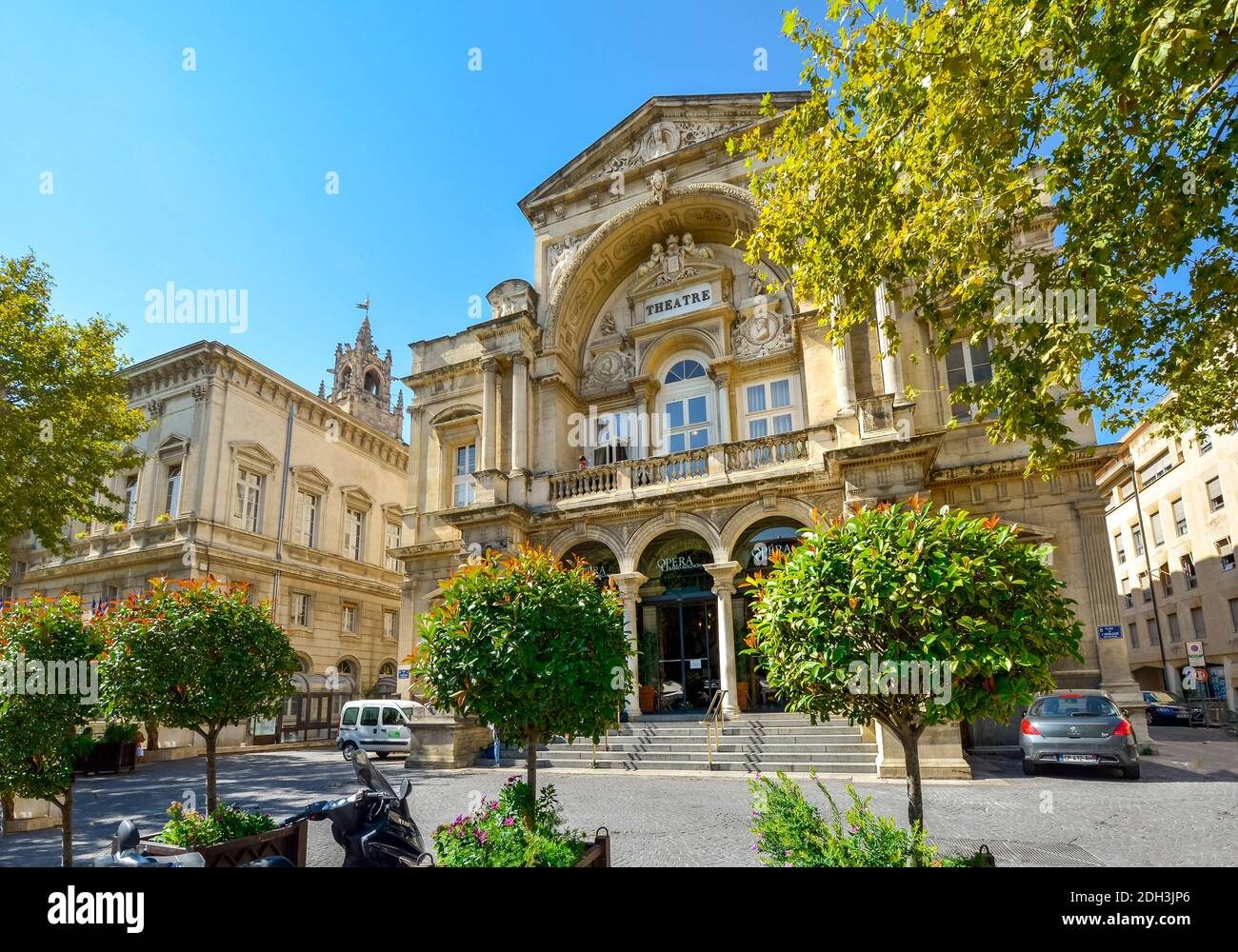The Opera House and Theater in the Provencal town of Avignon France. Stock Photo