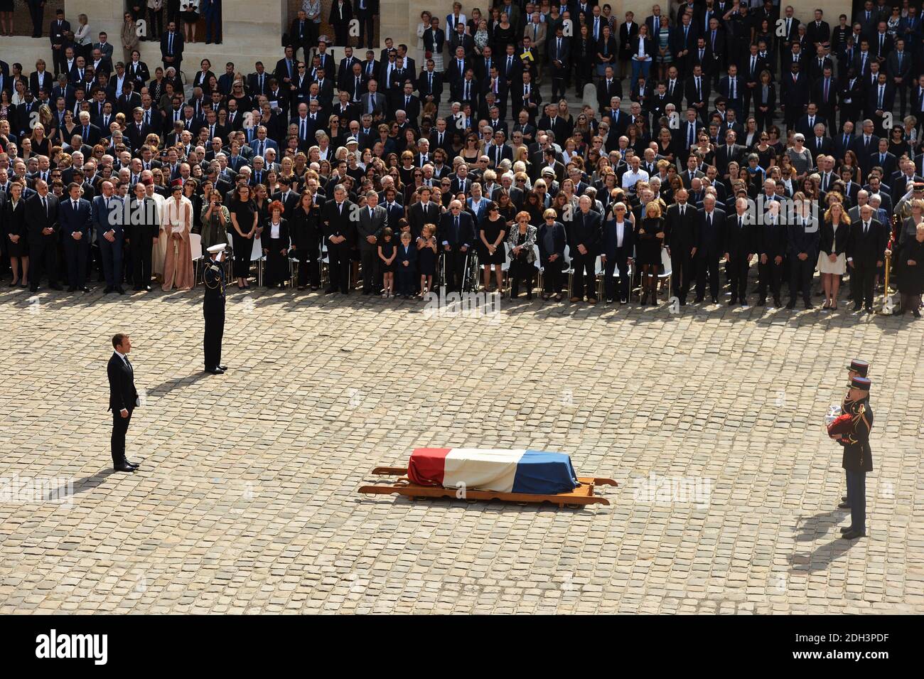 French President Emmanuel Macron attending a tribute ceremony for ...