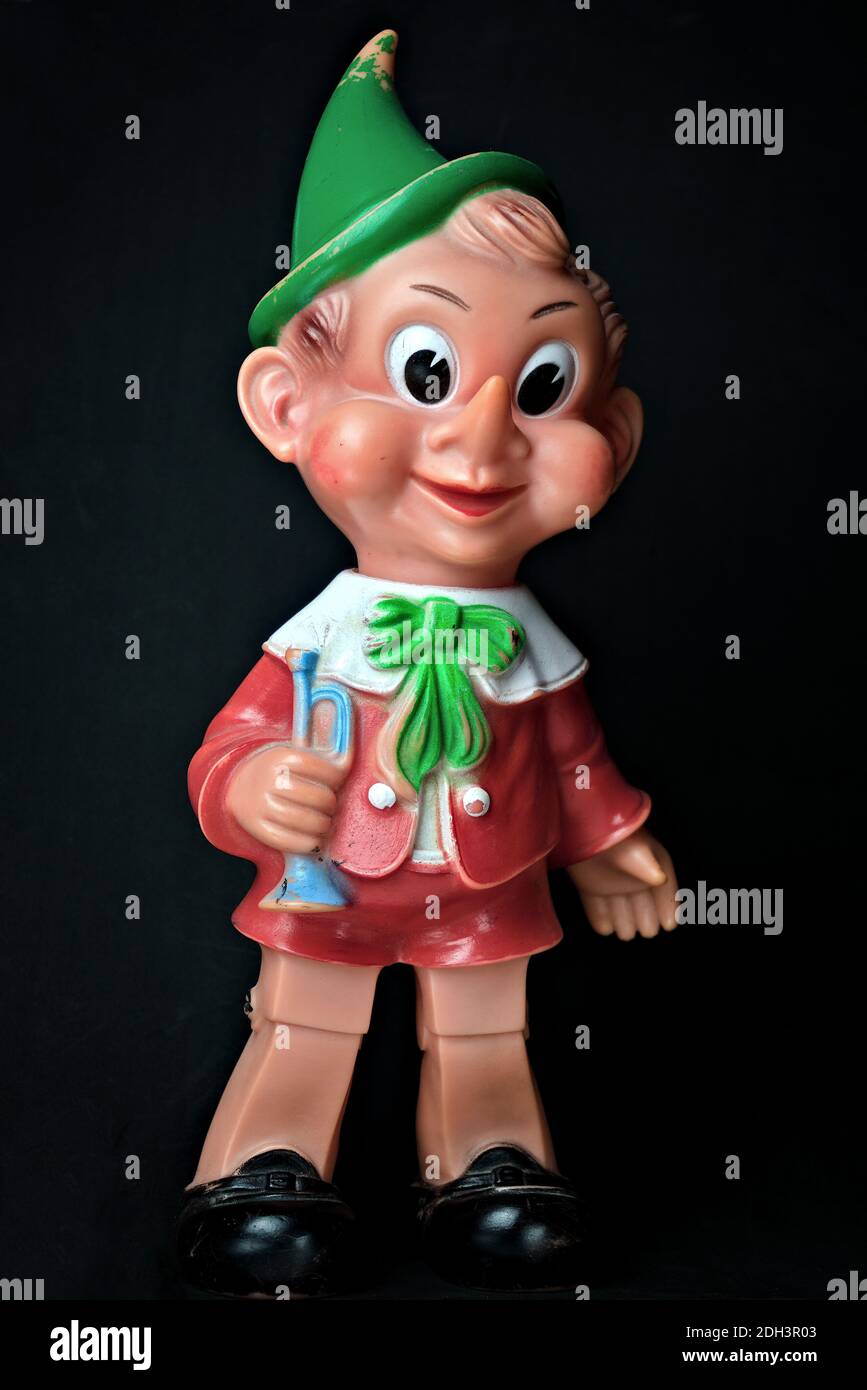 pinocchio, mythical character of collodi. A vintage toy for children and adults Stock Photo