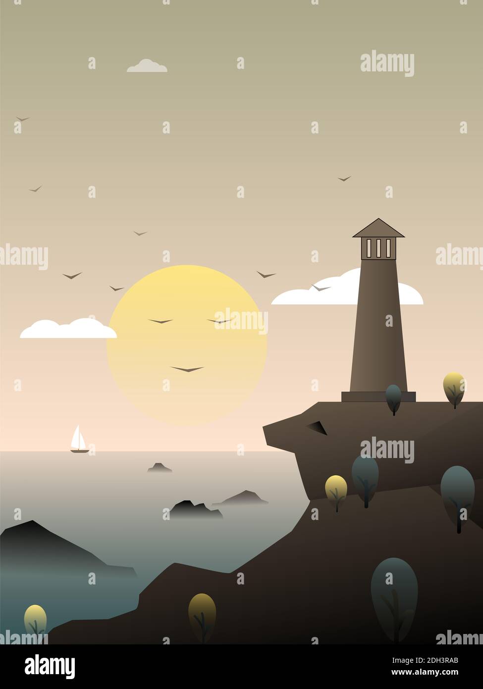 Small fresh nordic scenery decorative painting Stock Photo