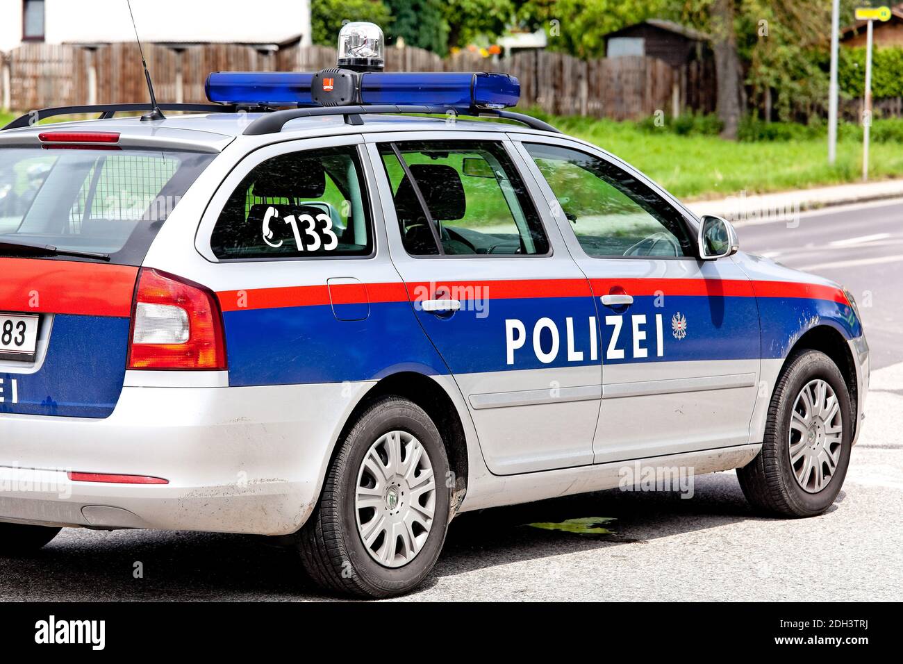 Österreichisches Polizeiauto, PKW, Einsatzfahrzeug, Polizei, Stock Photo