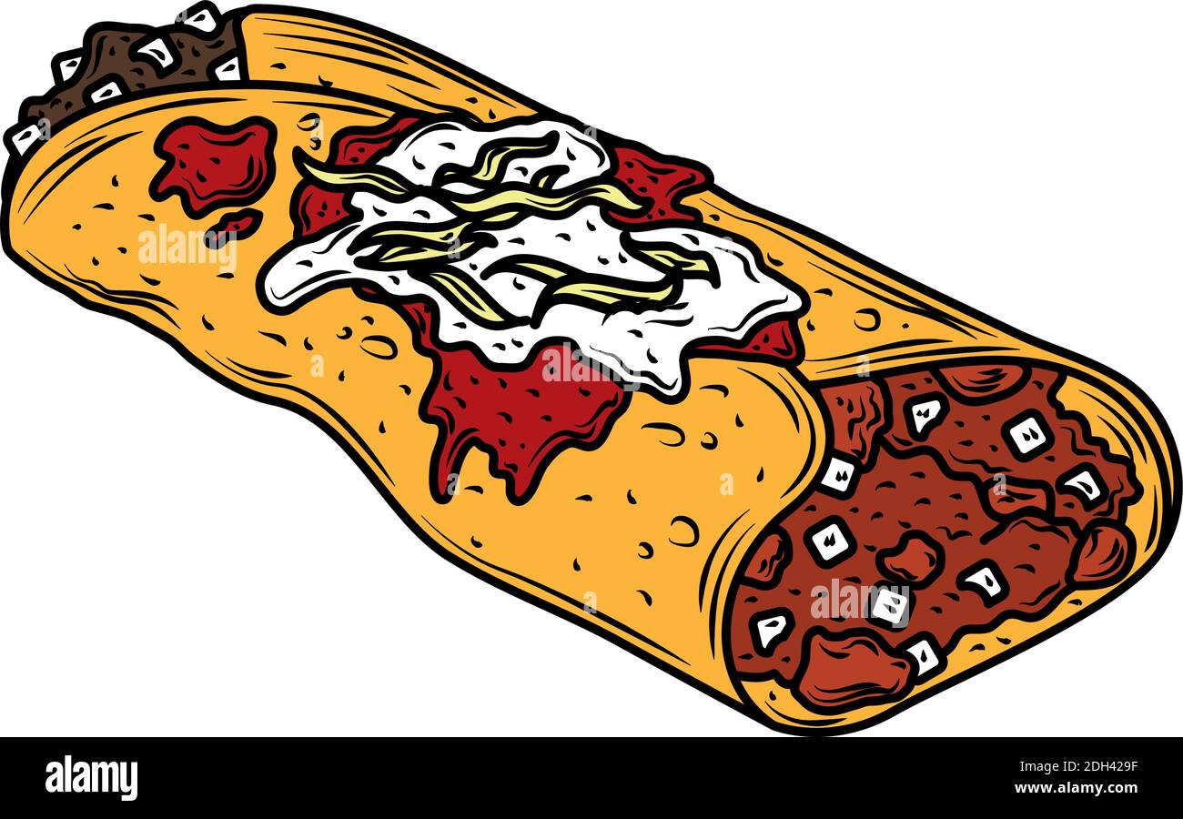 mexican food enchilada traditional vintage engraved color vector