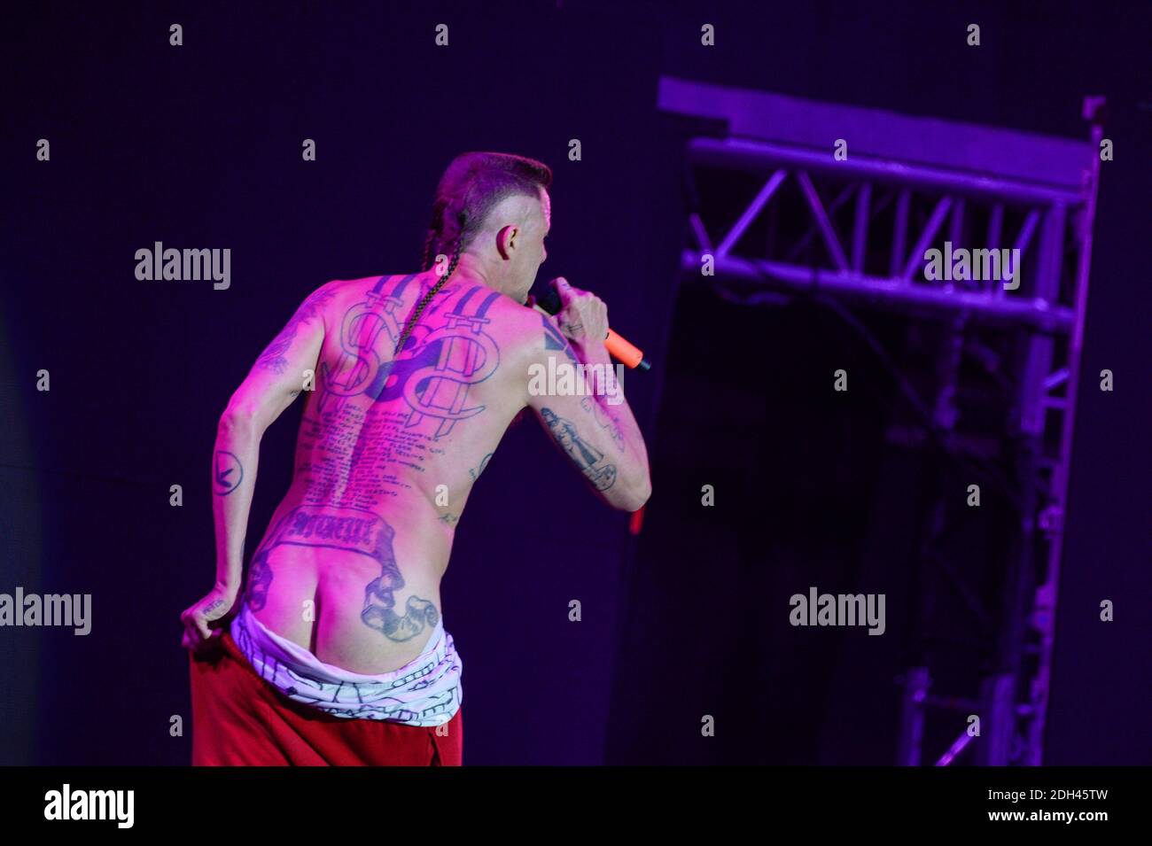 Die Antwoord performing live on stage at Festival Les Vieilles Charrues in Carhaix, France on July 14, 2017. Photo by ABACAPRESS.COM Stock Photo