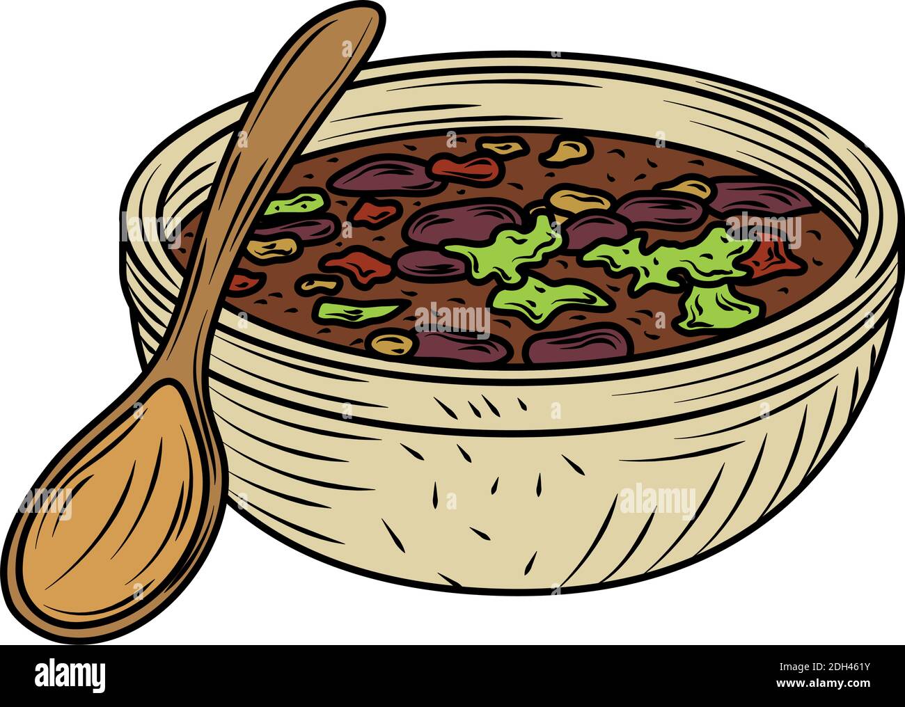 mexican food bowl with beans and spoon traditional vintage engraved